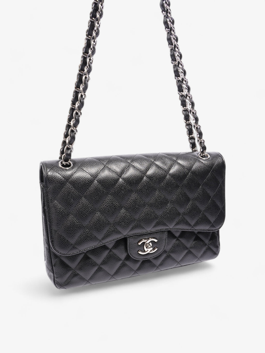 Chanel Classic Double Flap Black Caviar Leather Jumbo