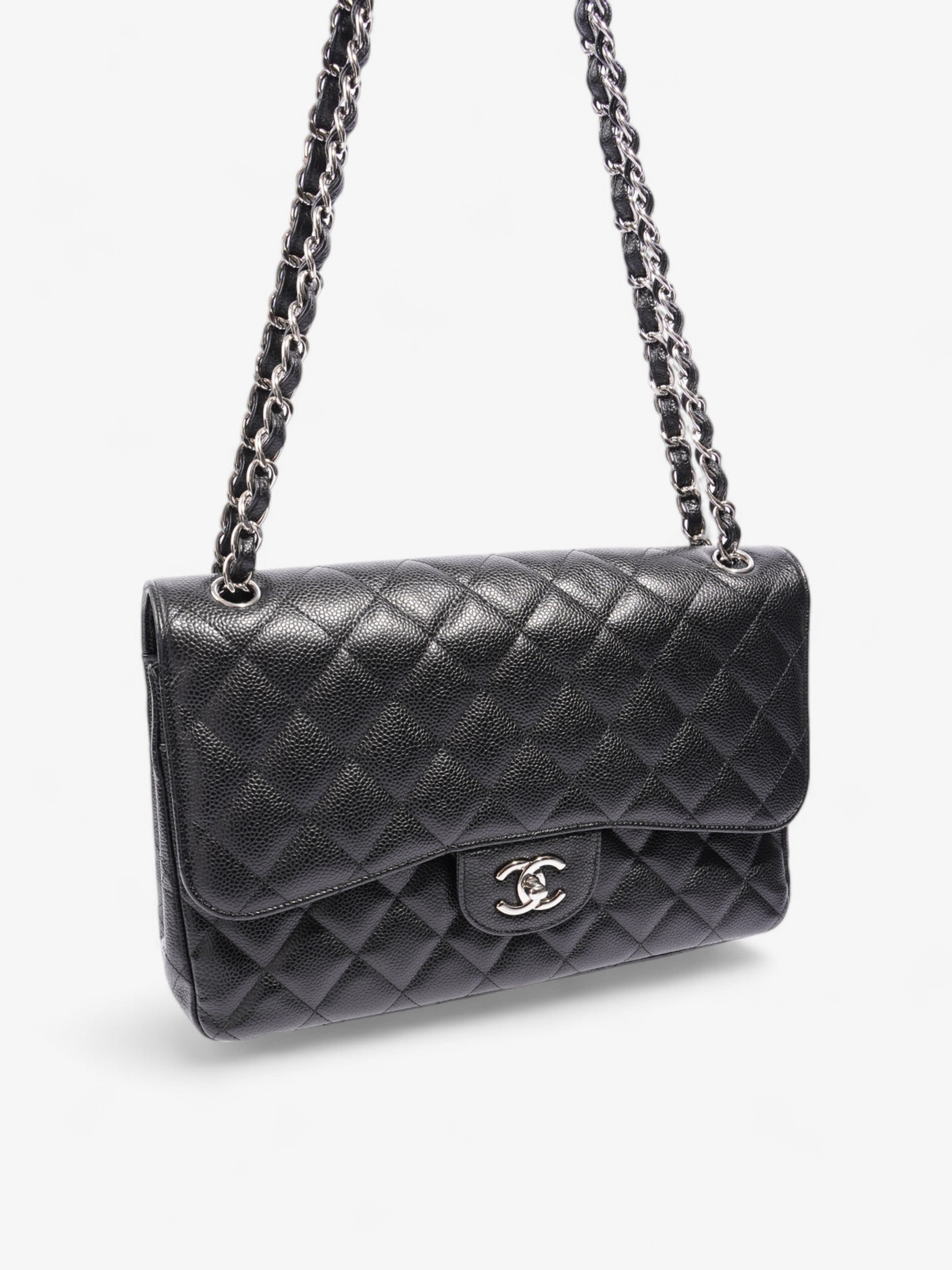 Chanel Classic Double Flap Black Caviar Leather Jumbo