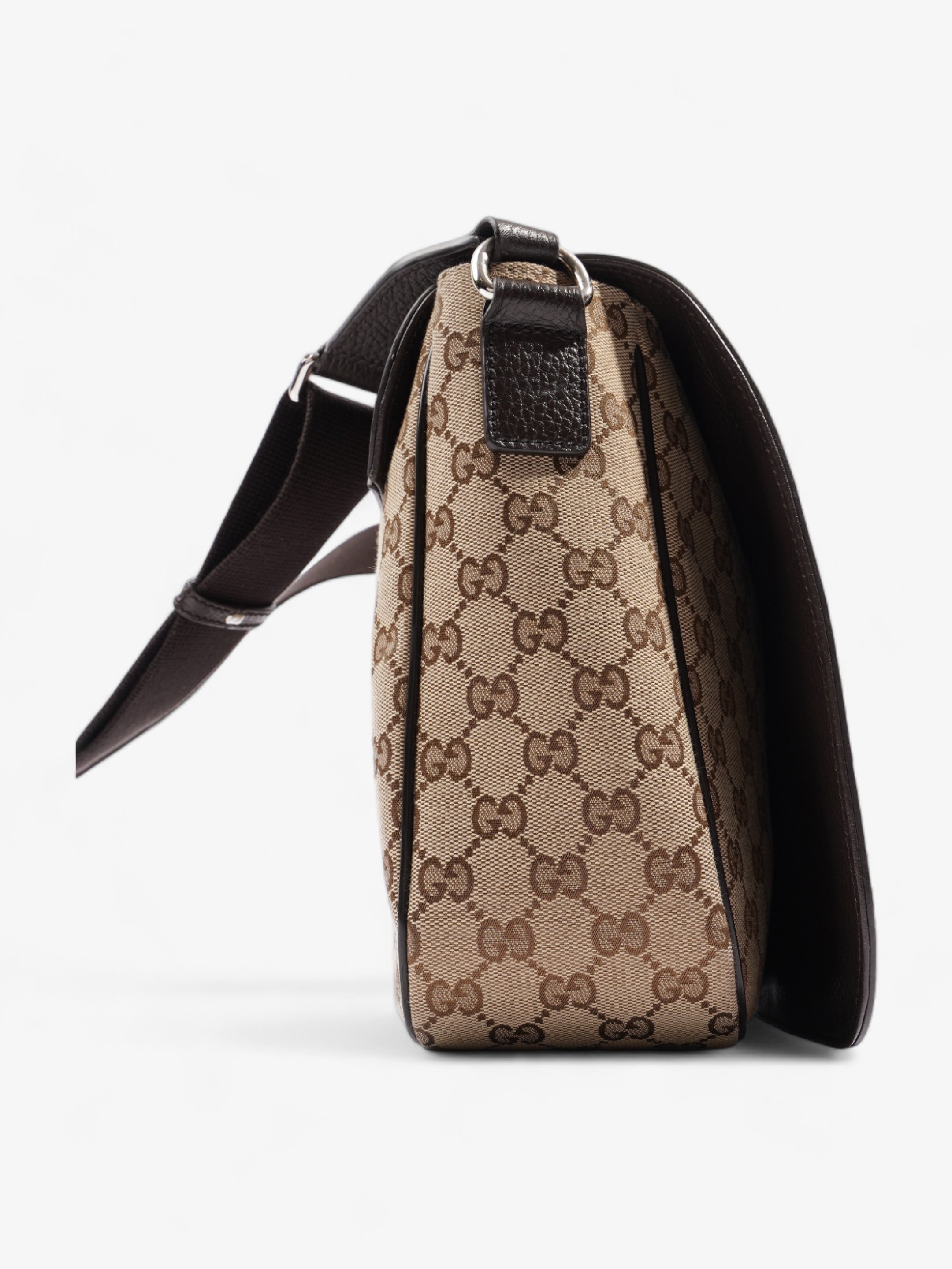 Gucci GG Flap Messenger Bag  Beige Canvas