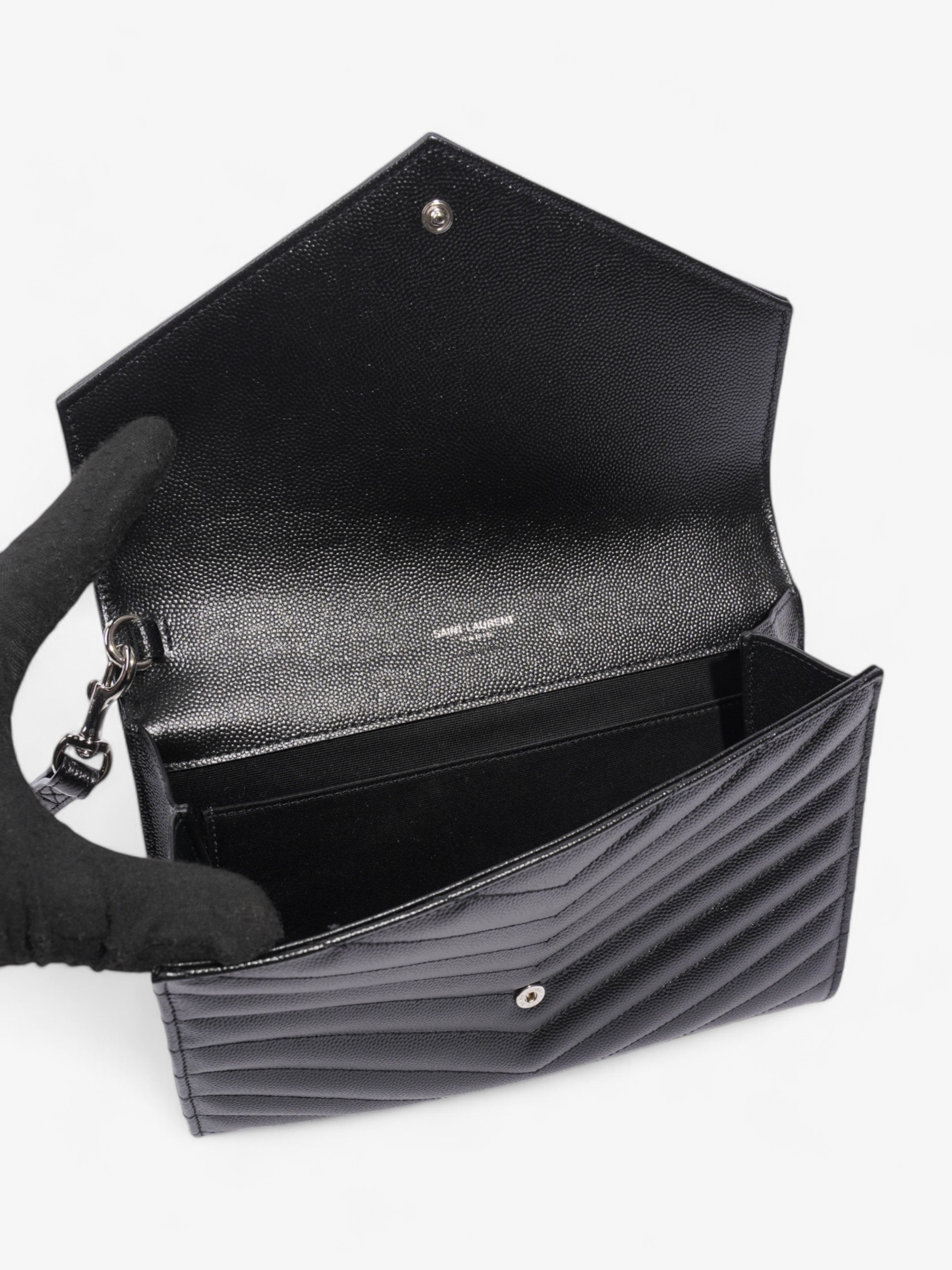 Saint Laurent Cassandre Clutch Black Matelasse Leather