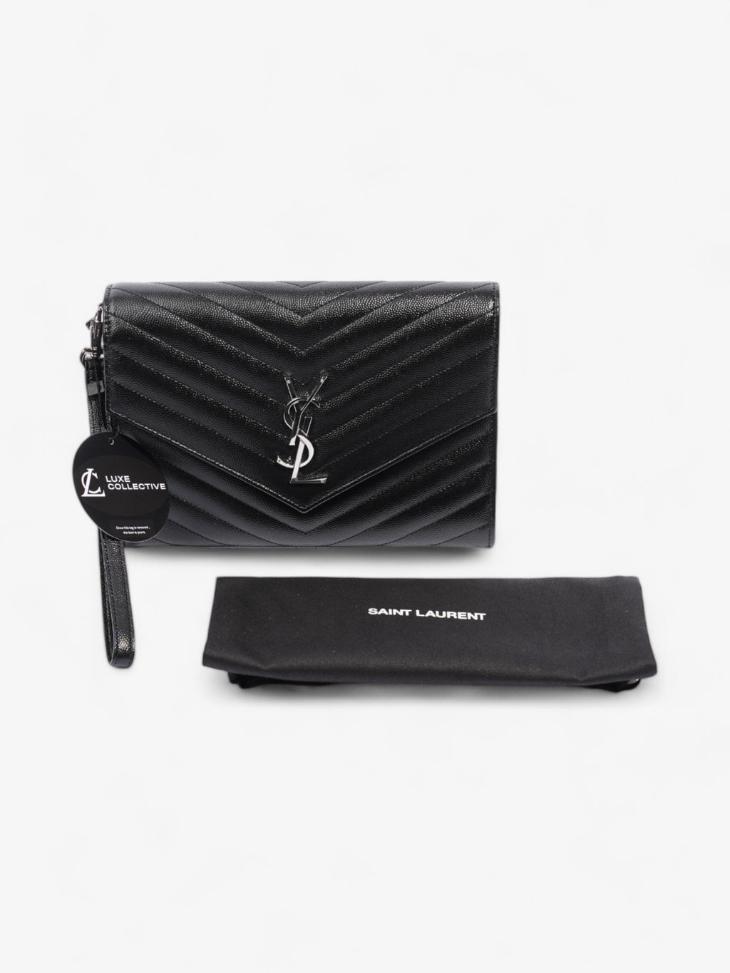 Saint Laurent Cassandre Clutch Black Matelasse Leather