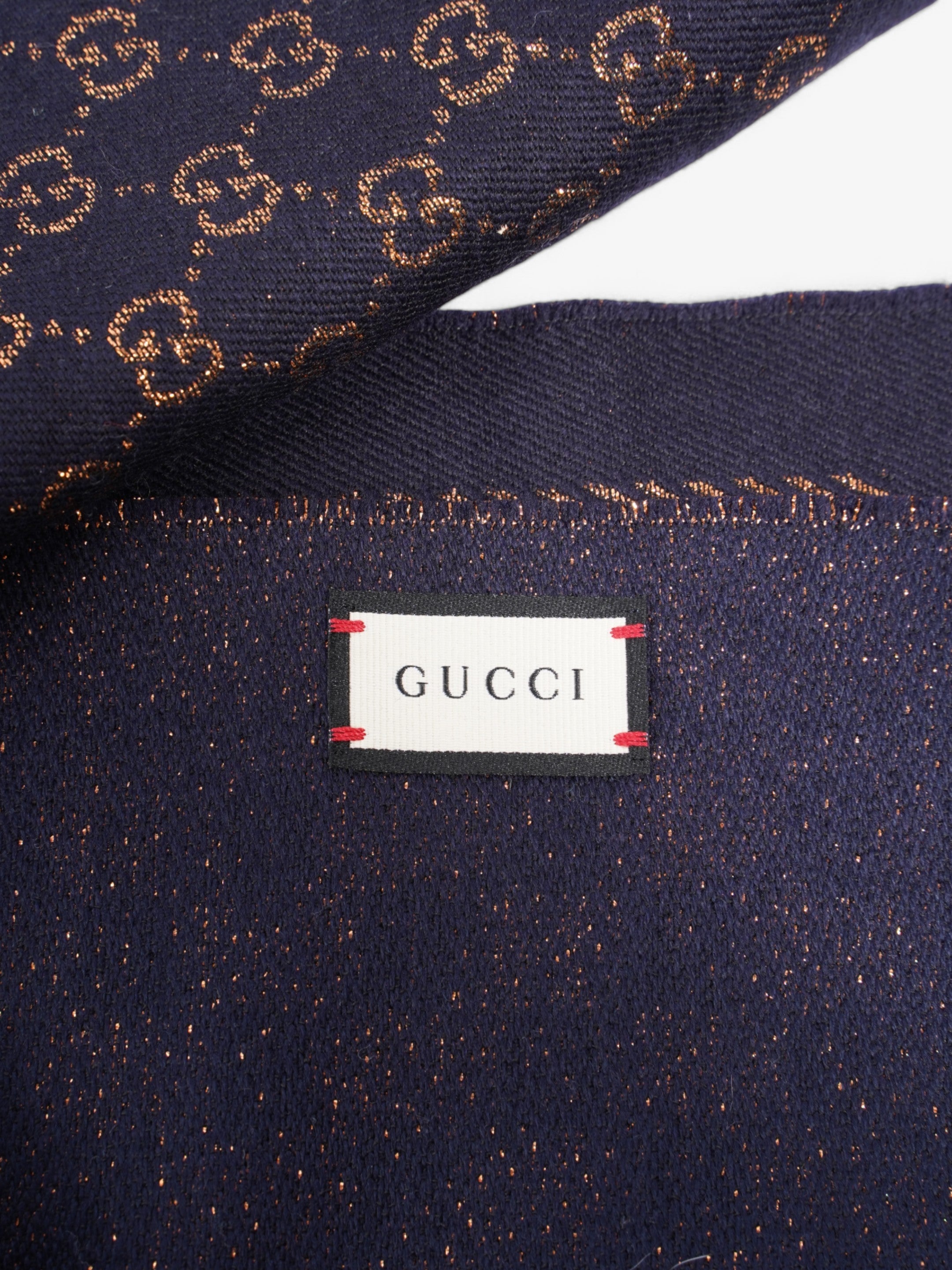 Gucci GG Scarf Navy / Bronze Wool