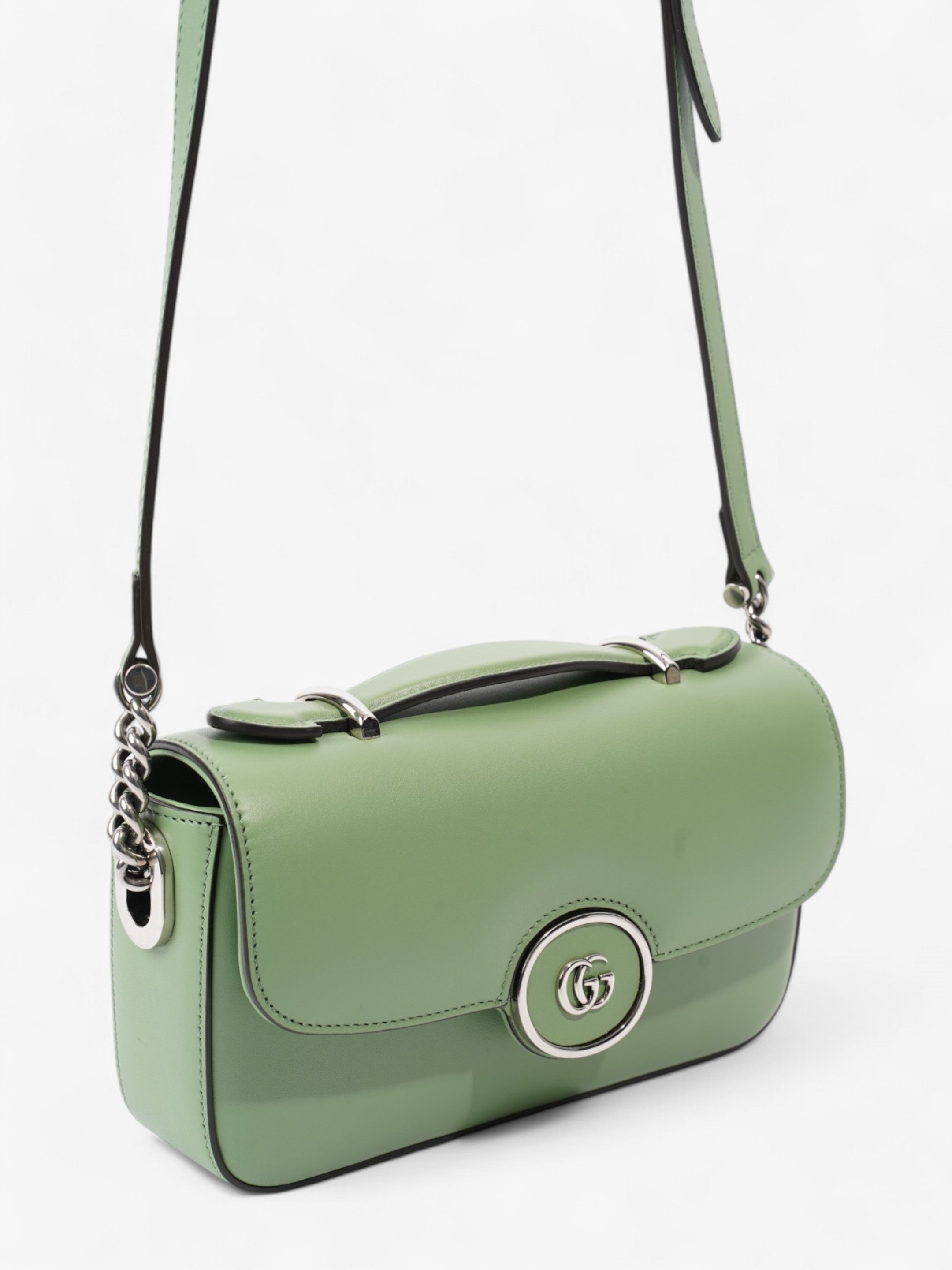 Gucci GG Shoulder Bag Light Green Leather Mini