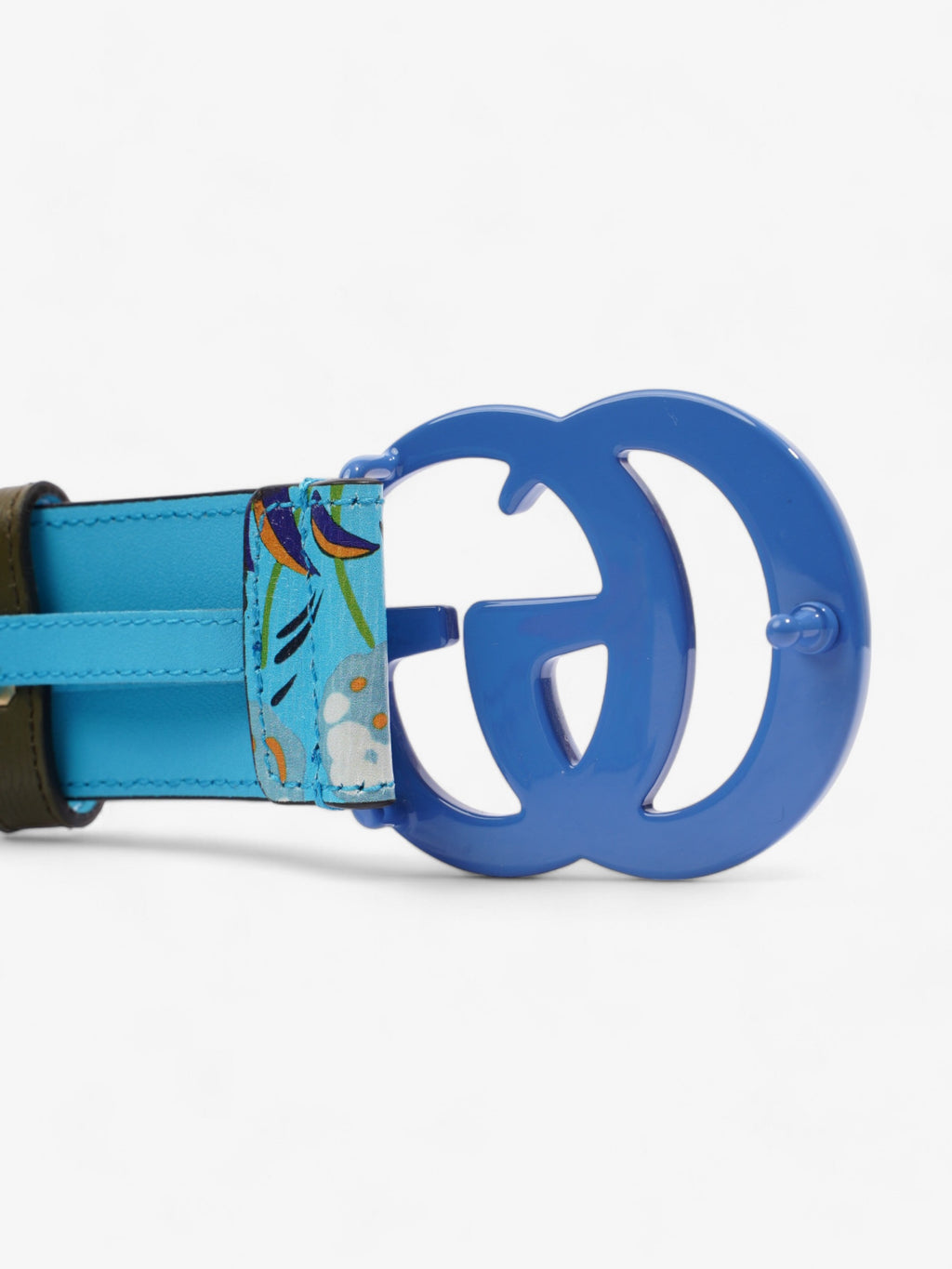 Gucci Memorable Buckle Belt Blue / Multicoloured Leather 80cm / 32"