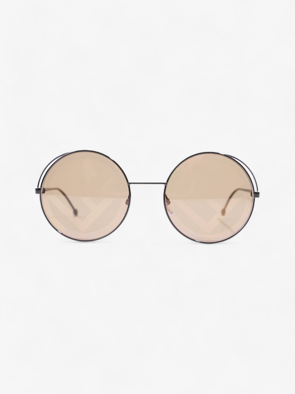 Fendi F is Fendi Printed Round Frame Sunglasses Black Acetate 135mm