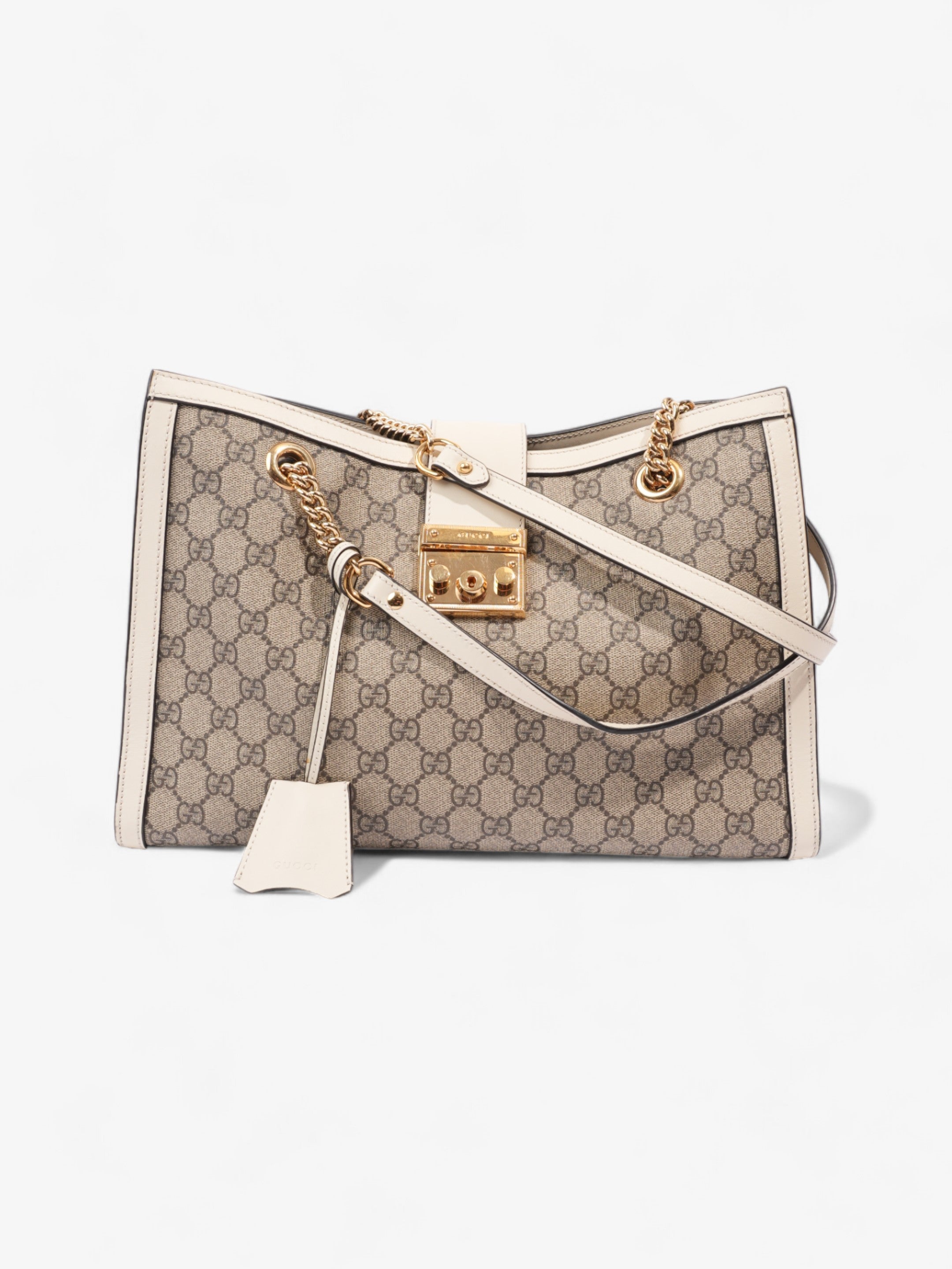 Gucci Padlock Beige And Ebony GG Supreme / Cream Coated Canvas Small