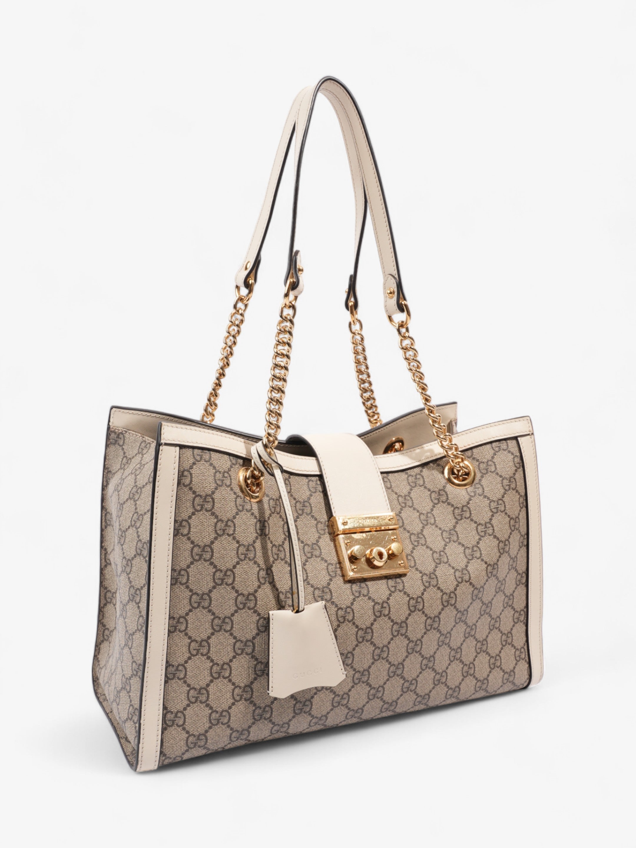 Gucci Padlock Beige And Ebony GG Supreme / Cream Coated Canvas Small