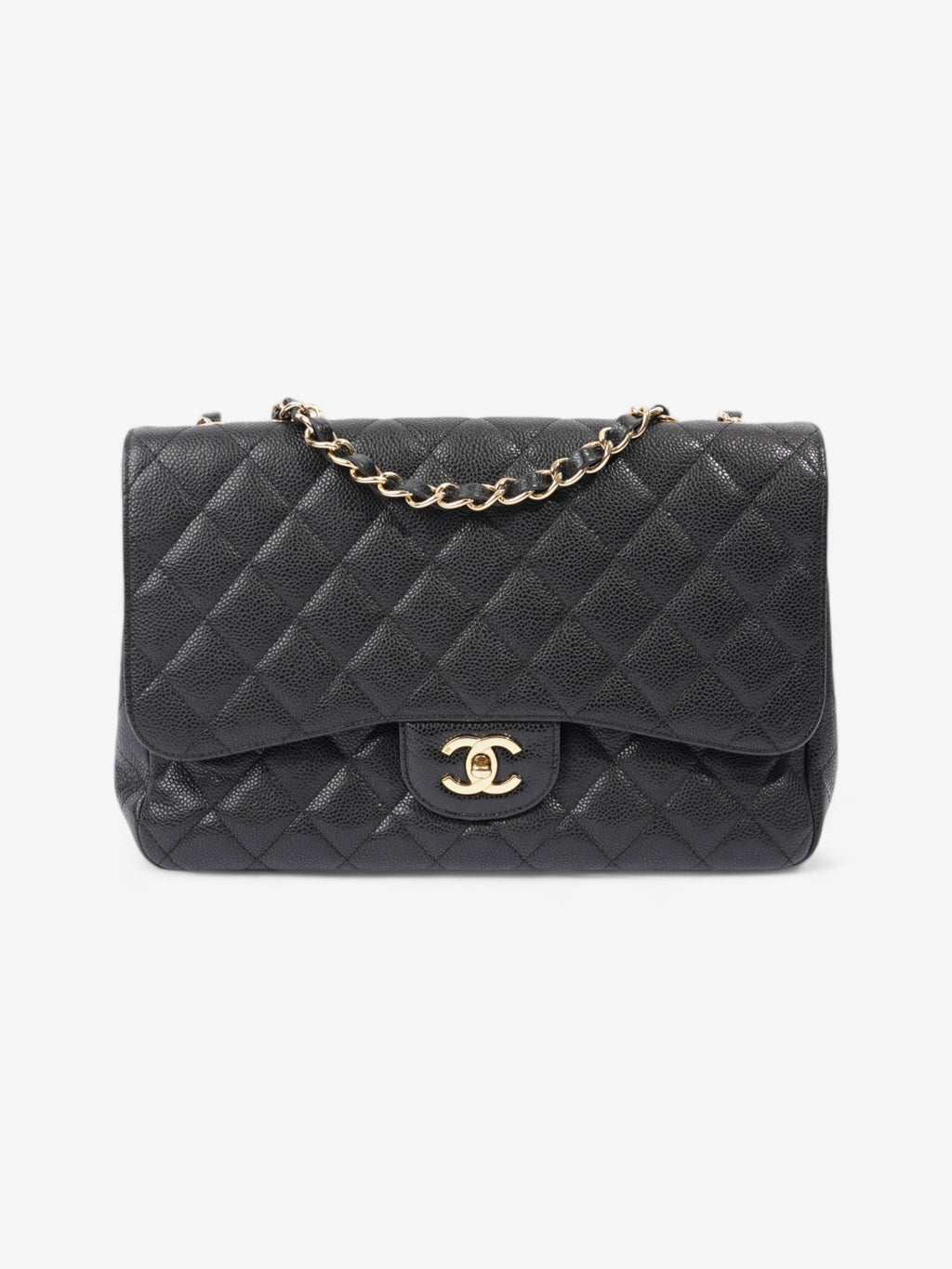 Chanel Classic Single Flap Black Caviar Leather Jumbo