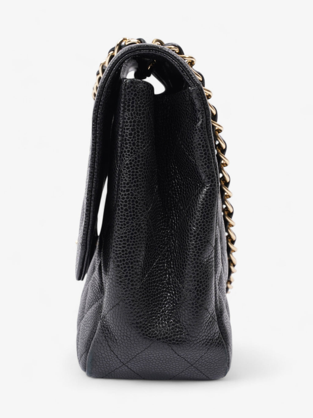 Chanel Classic Single Flap Black Caviar Leather Jumbo