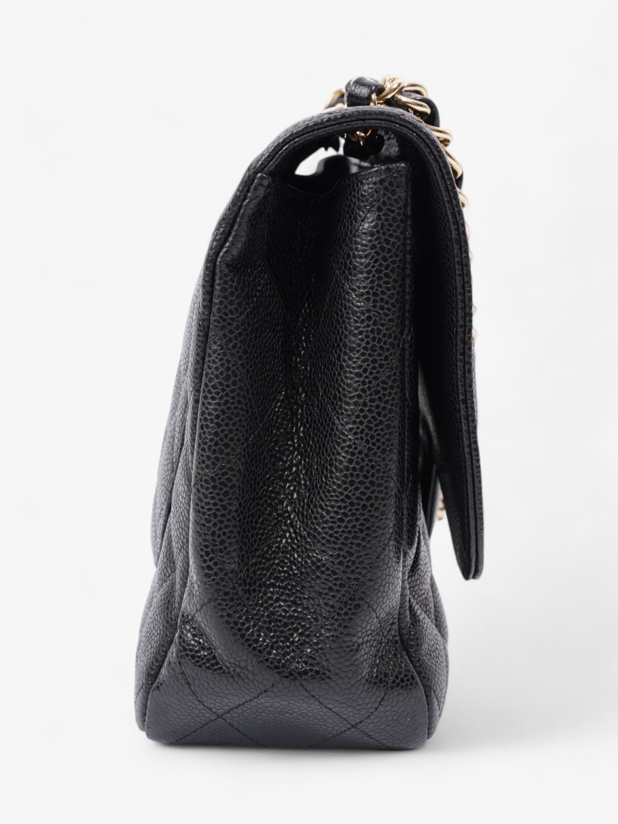Chanel Classic Single Flap Black Caviar Leather Jumbo