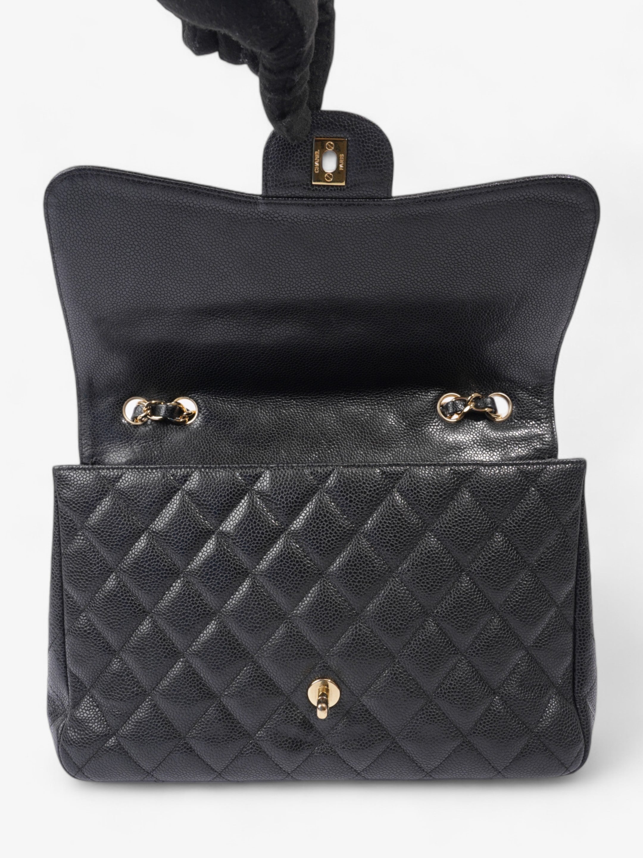 Chanel Classic Single Flap Black Caviar Leather Jumbo