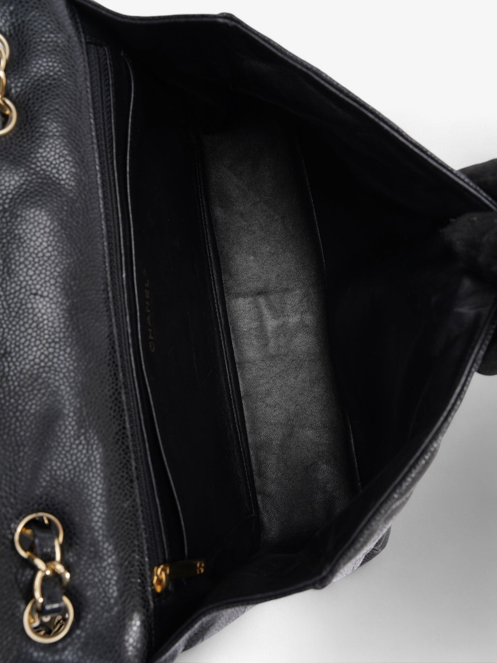 Chanel Classic Single Flap Black Caviar Leather Jumbo