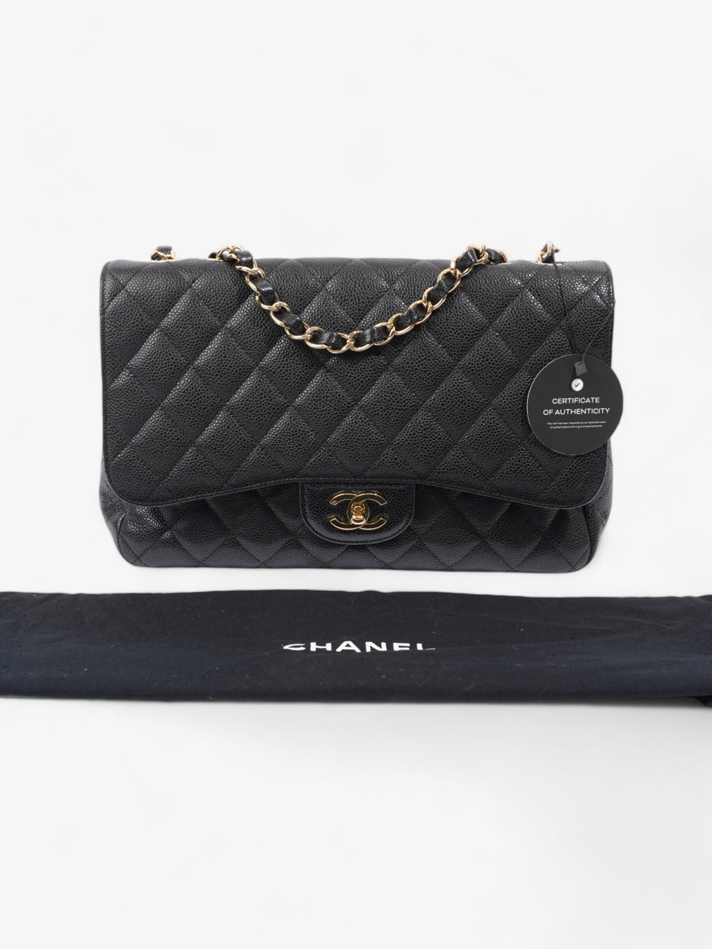 Chanel Classic Single Flap Black Caviar Leather Jumbo