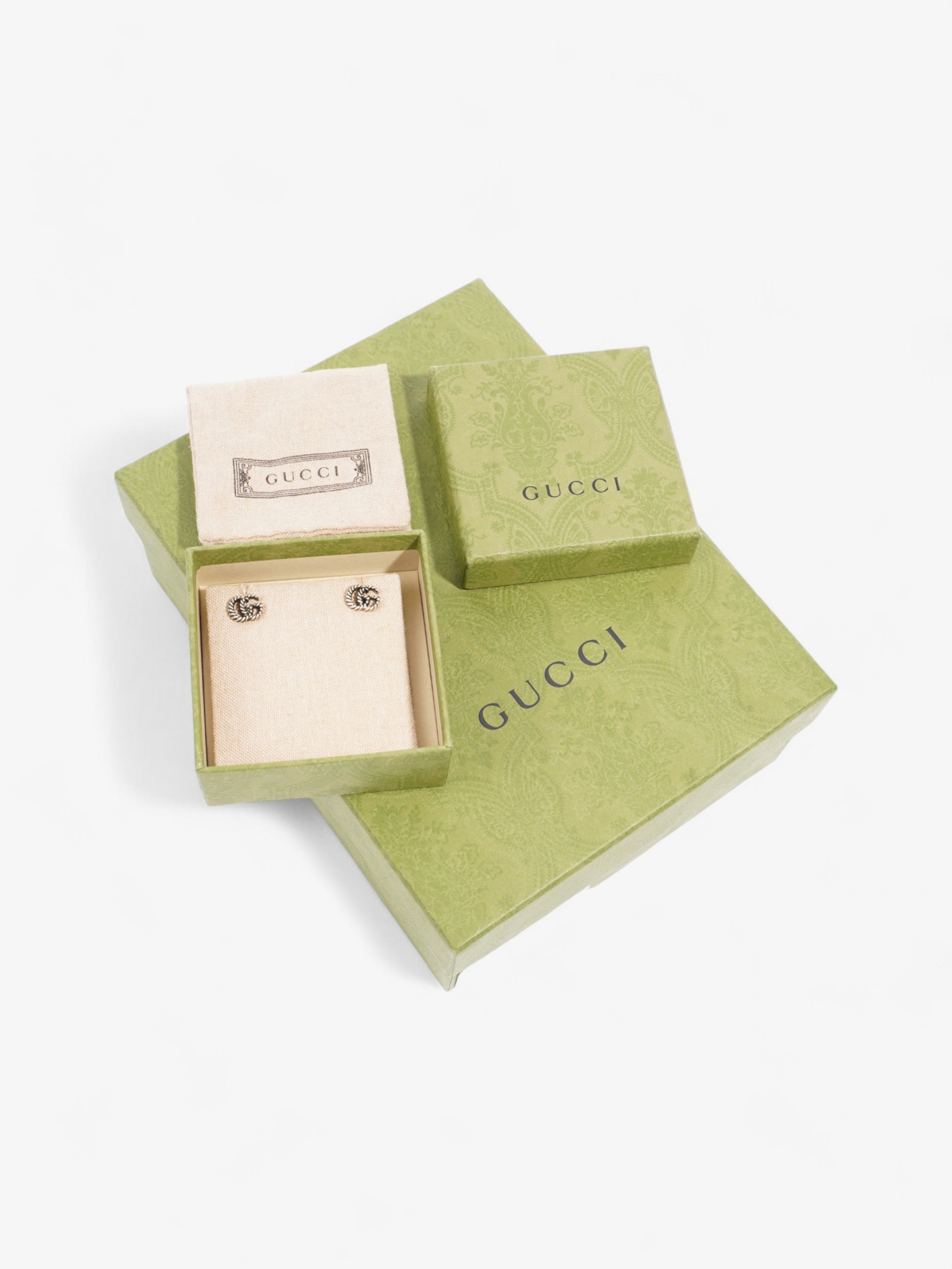 Gucci GG Stud Earrings Silver Silver Sterling