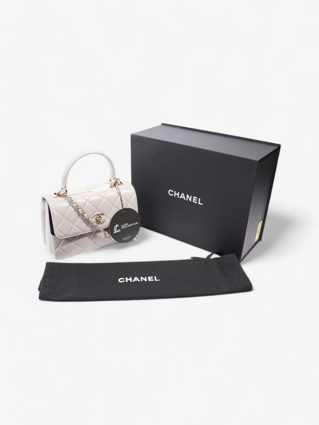 Chanel CC Trendy Bag Grey Lambskin Leather Small