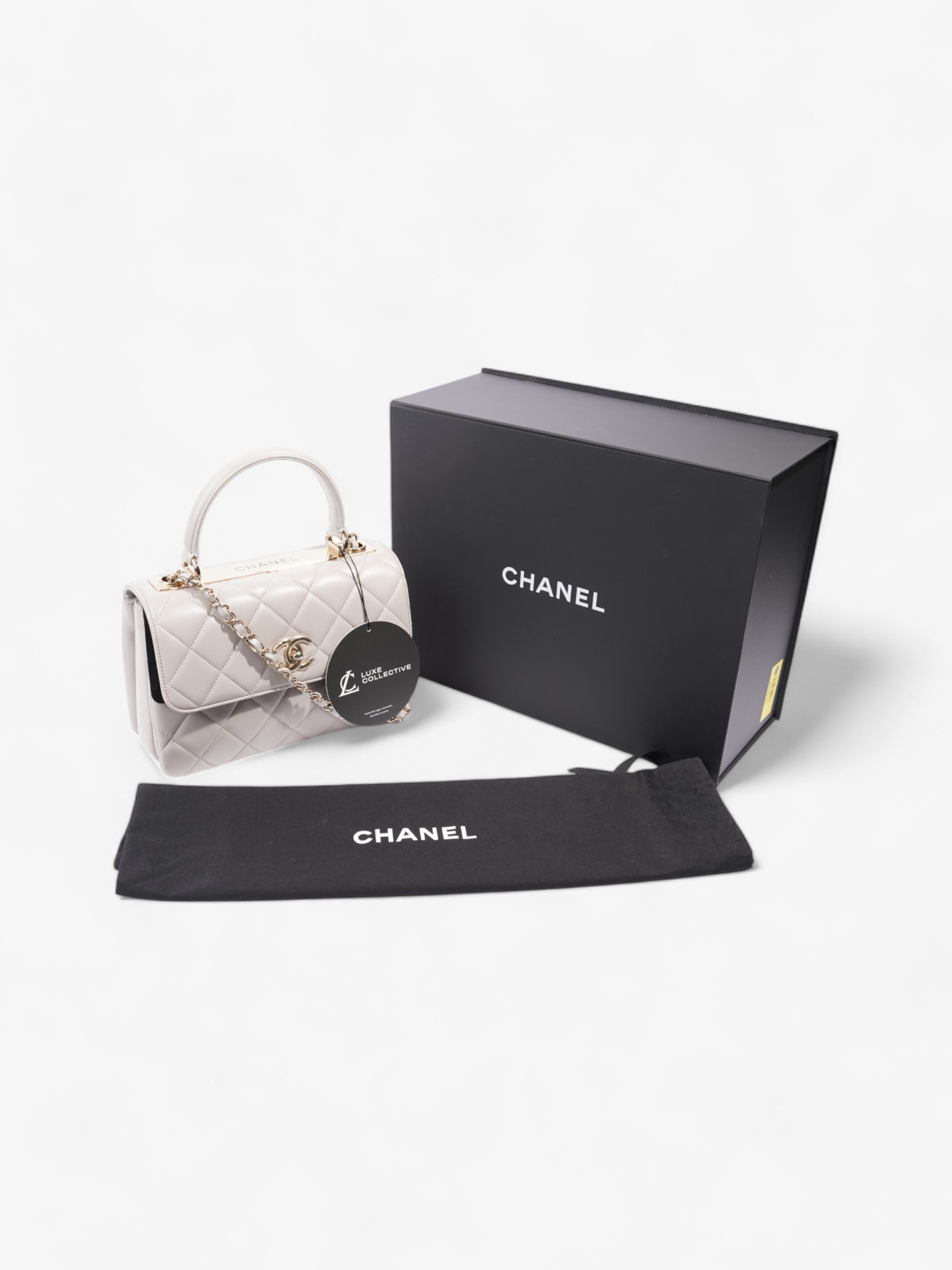 Chanel CC Trendy Bag Grey Lambskin Leather Small