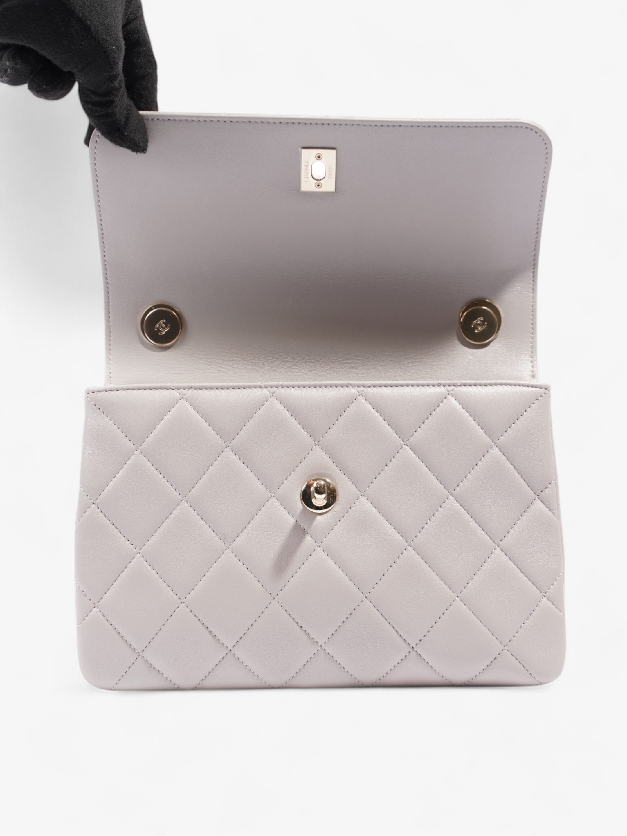 Chanel CC Trendy Bag Grey Lambskin Leather Small