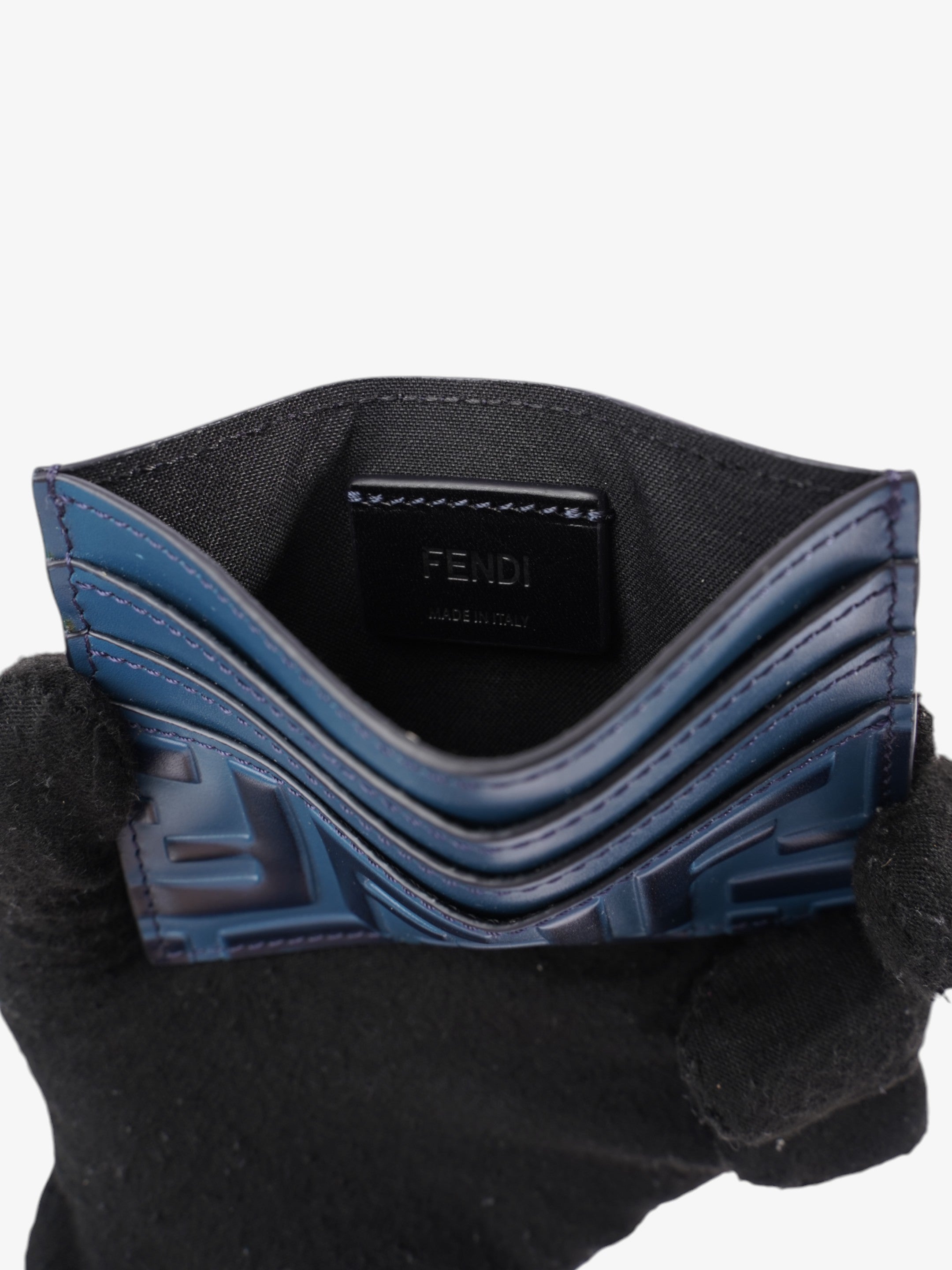 Fendi FF Business  Holder Blue Leather