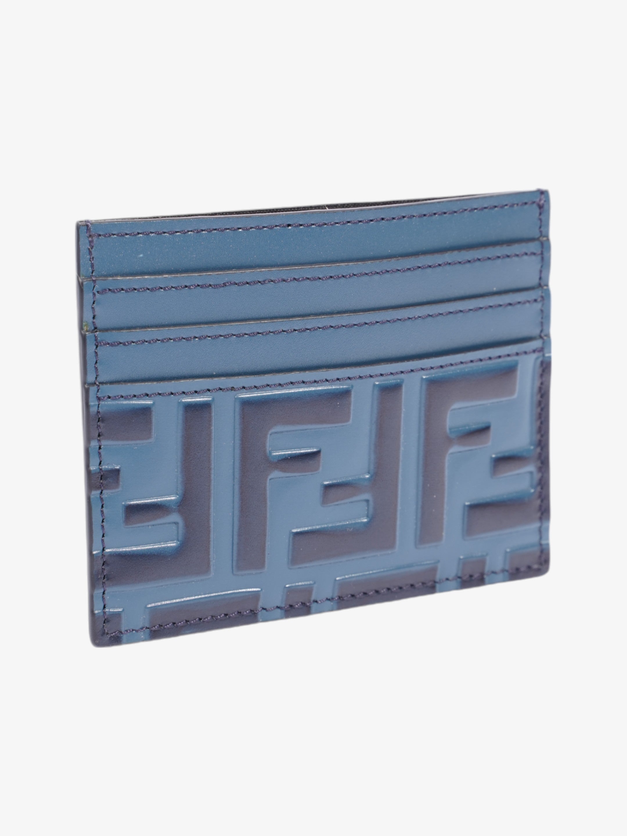 Fendi FF Business  Holder Blue Leather