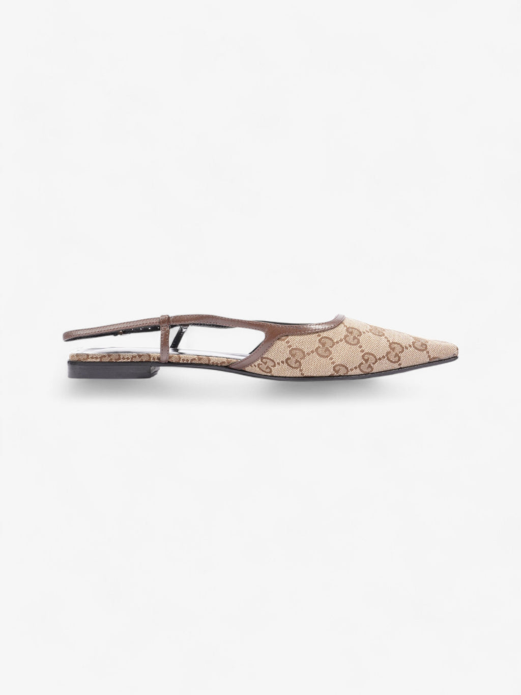 Gucci GG Slingback Pumps Beige  / Brown Canvas EU 41 UK 8.5