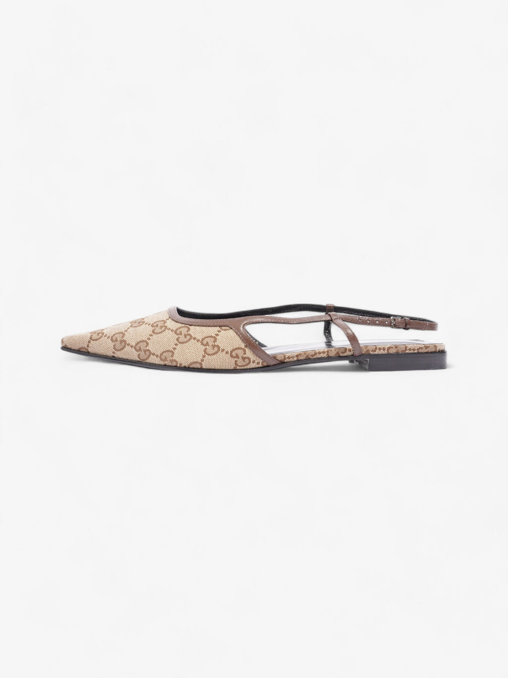 Gucci GG Slingback Pumps Beige  / Brown Canvas EU 41 UK 8.5