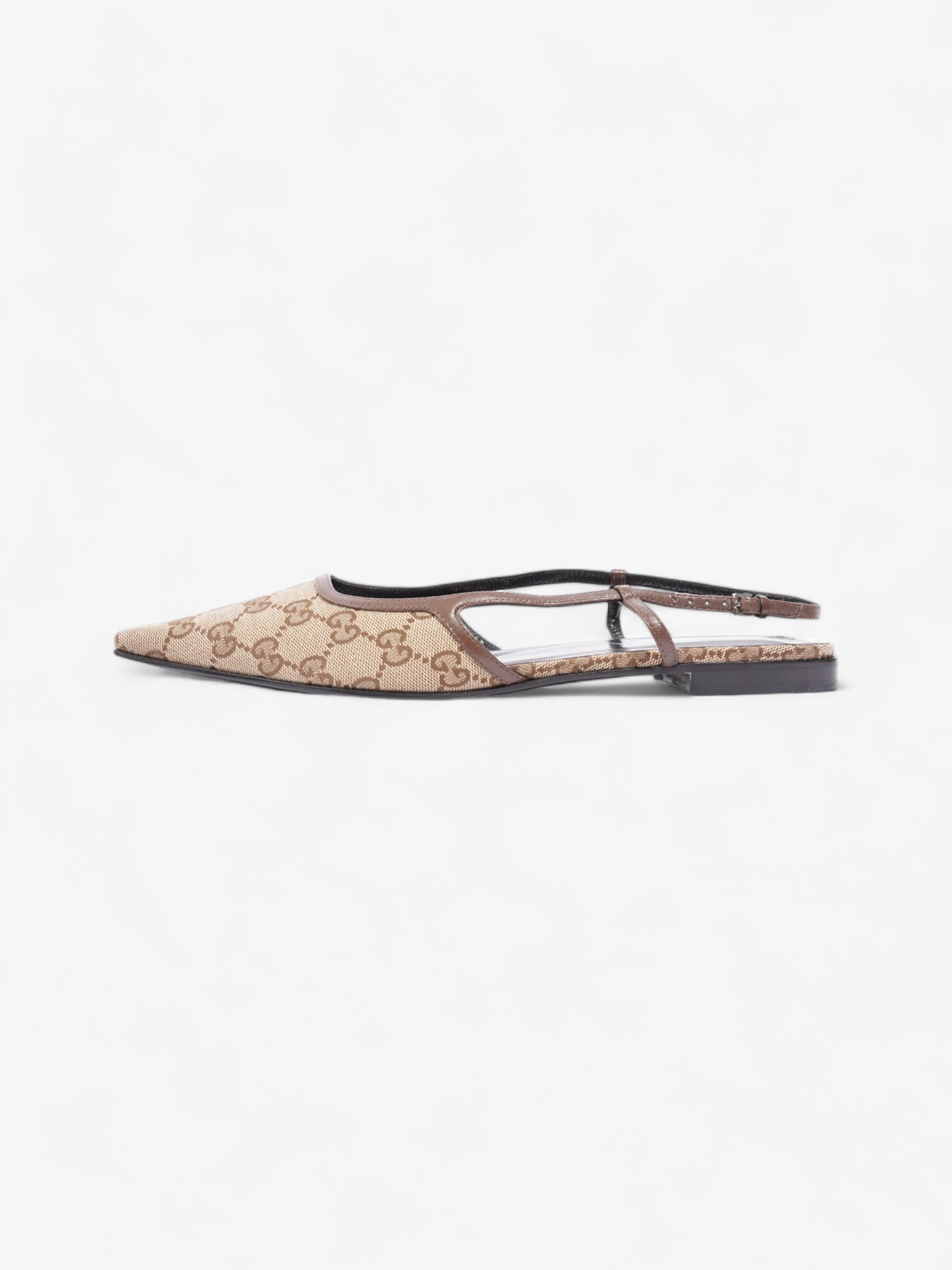 Gucci GG Slingback Pumps Beige  / Brown Canvas EU 41 UK 8.5