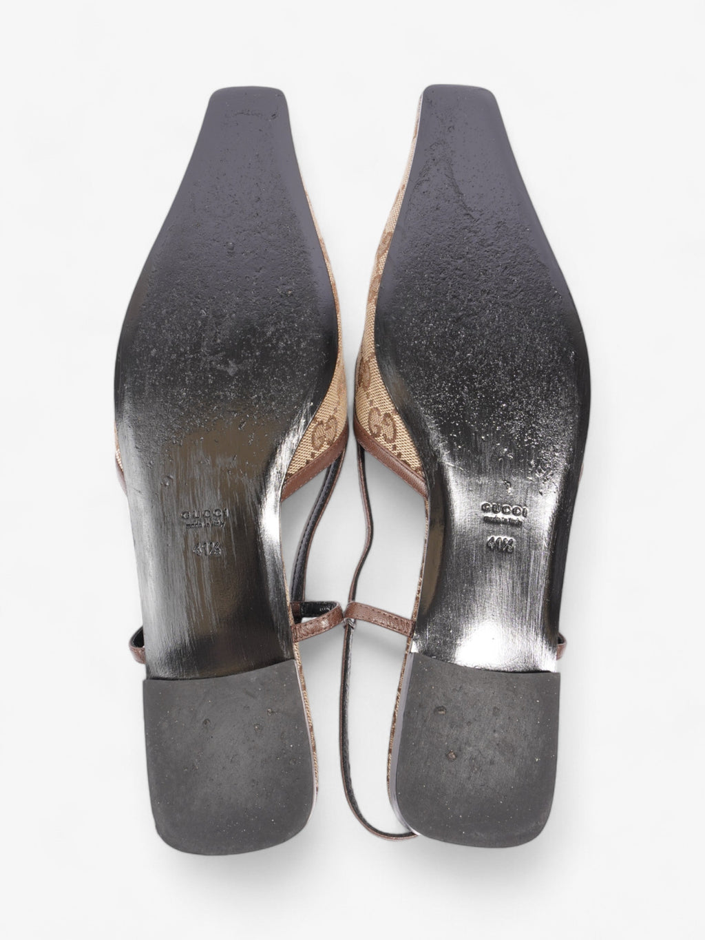 Gucci GG Slingback Pumps Beige  / Brown Canvas EU 41 UK 8.5