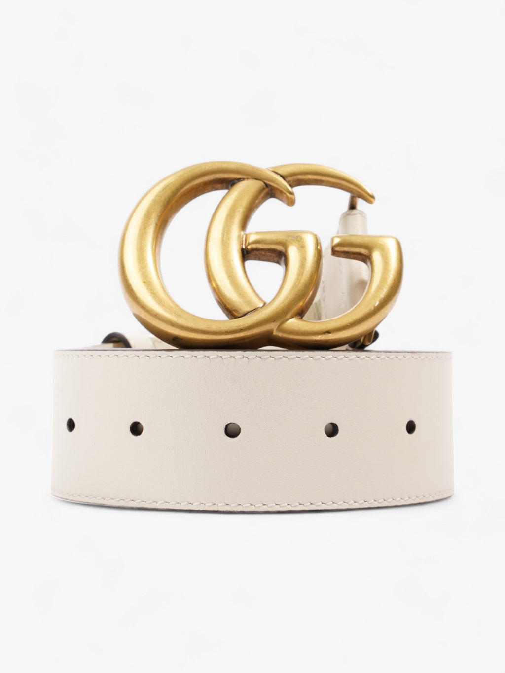Gucci GG Marmont Wide Belt White Leather 400593