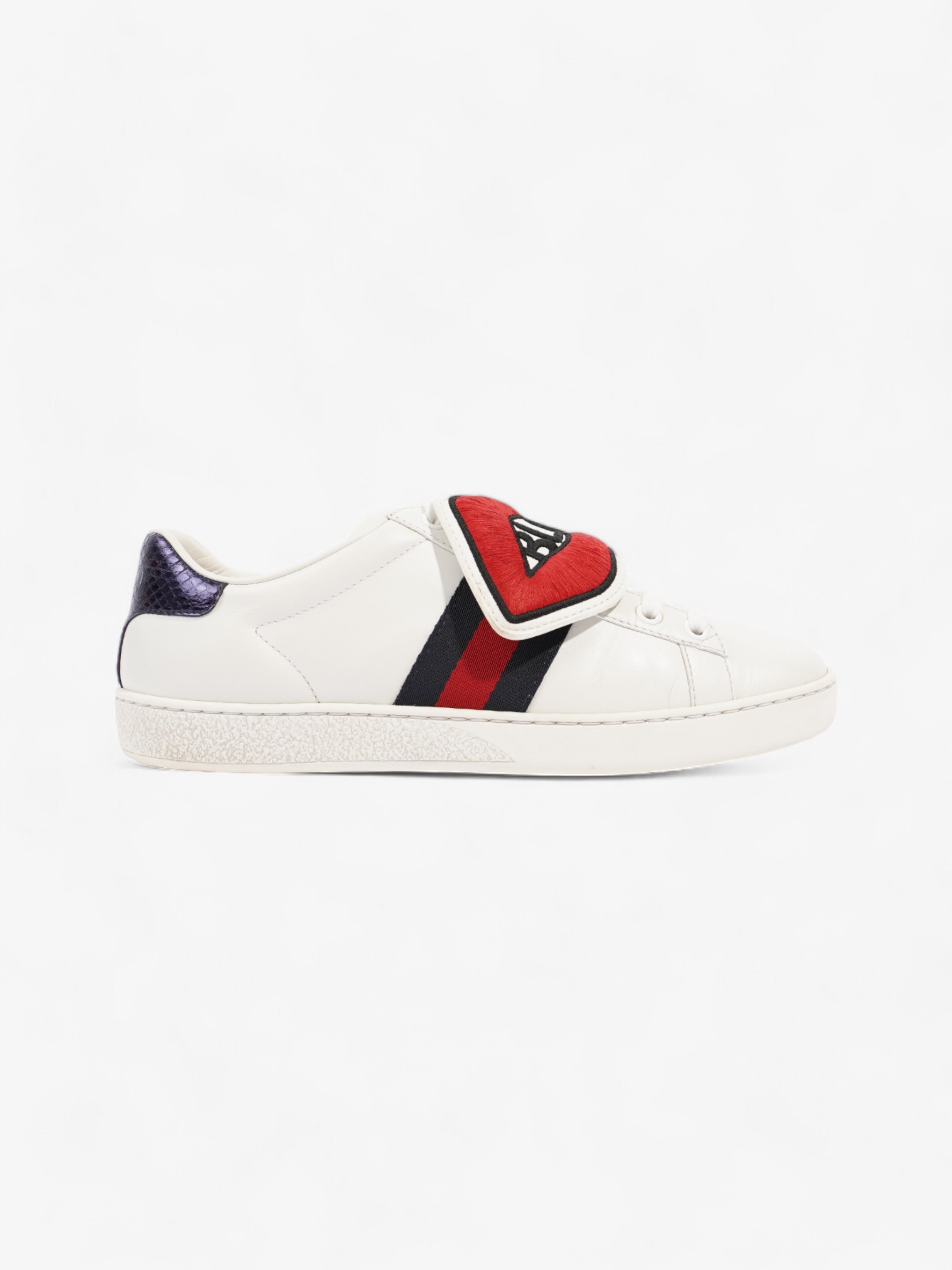 Gucci Ace 'Blind For Love" White / Red / Navy Leather EU 36.5 UK 3.5