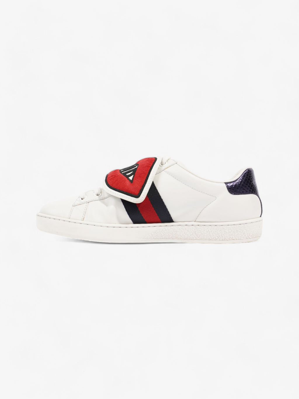 Gucci Ace 'Blind For Love" White / Red / Navy Leather EU 36.5 UK 3.5
