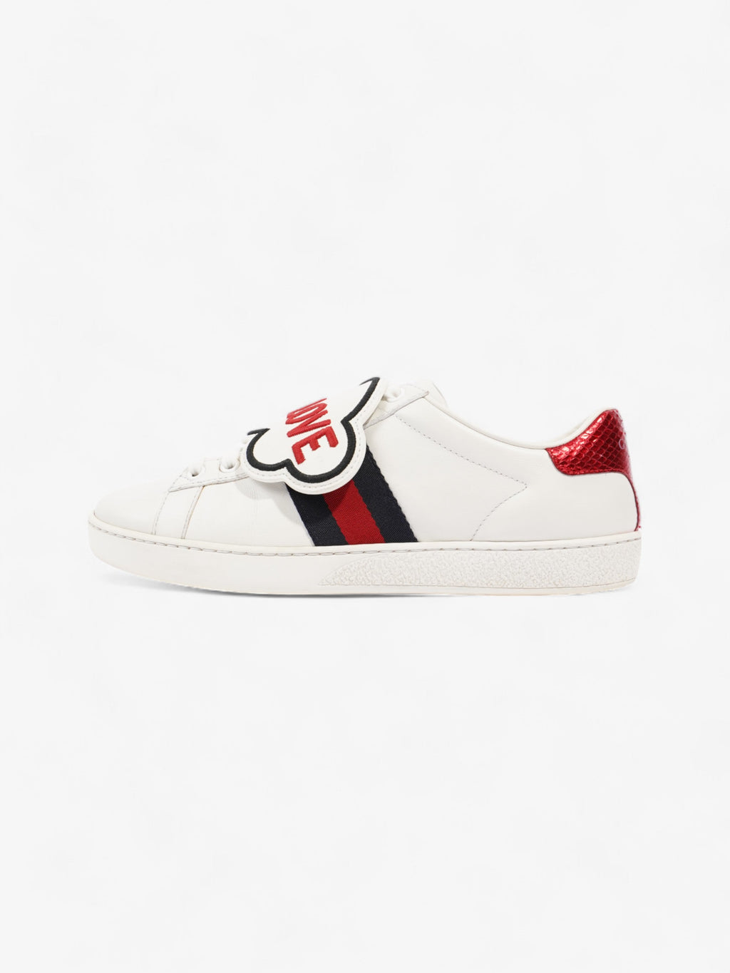 Gucci Ace 'Blind For Love" White / Red / Navy Leather EU 36.5 UK 3.5