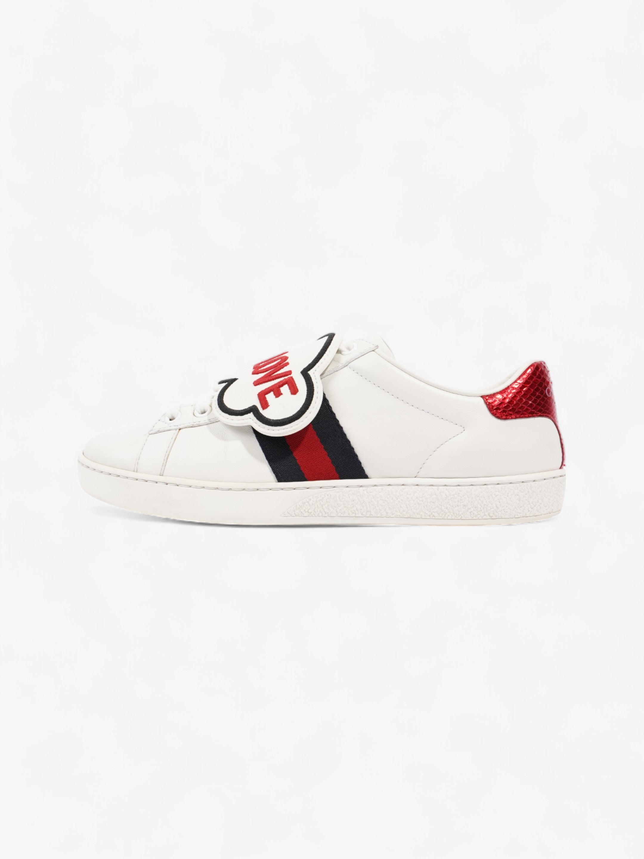 Gucci Ace 'Blind For Love" White / Red / Navy Leather EU 36.5 UK 3.5