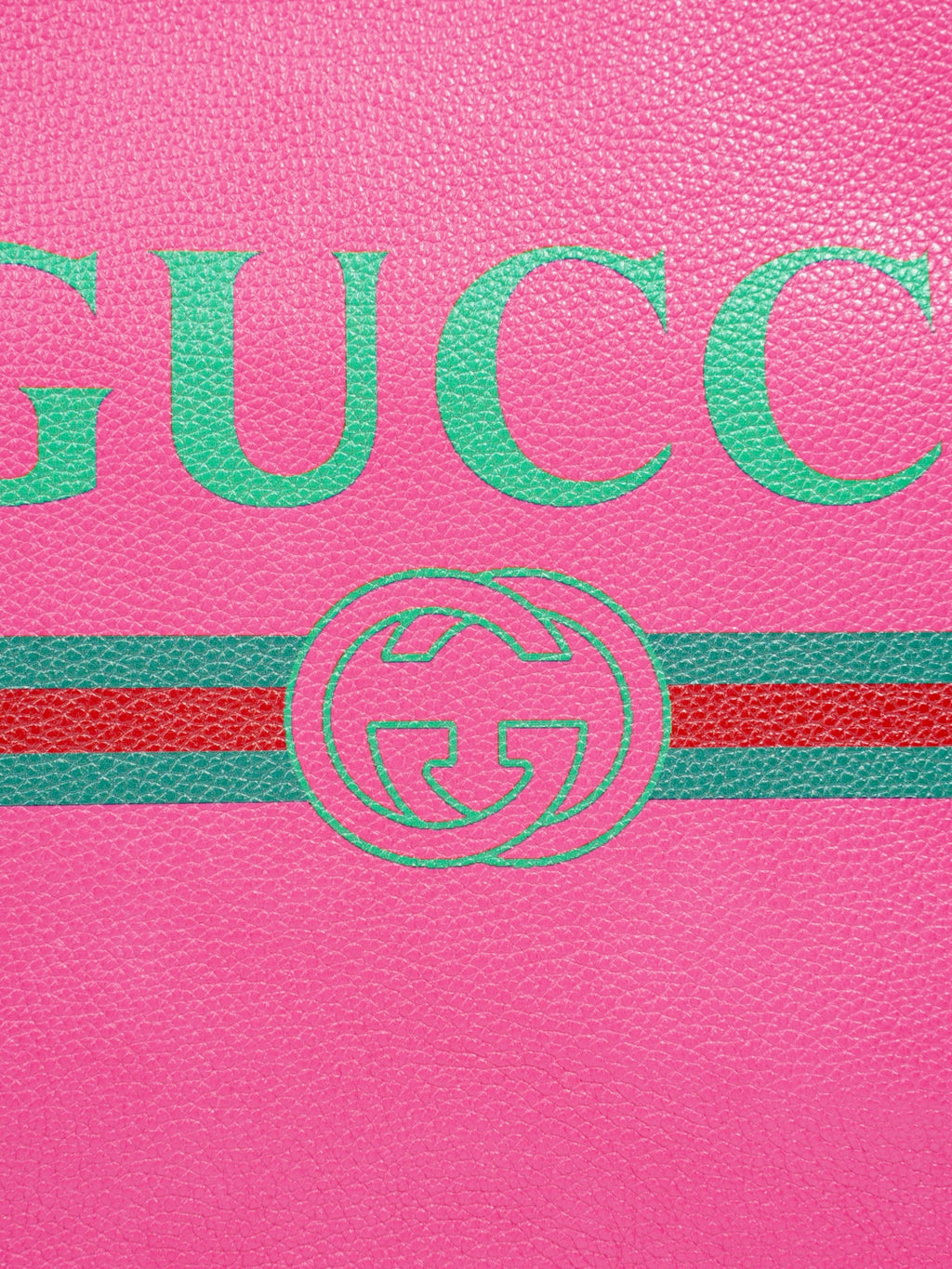Gucci Vintage Logo Clutch Neon Pink / Green / Red Grained Leather