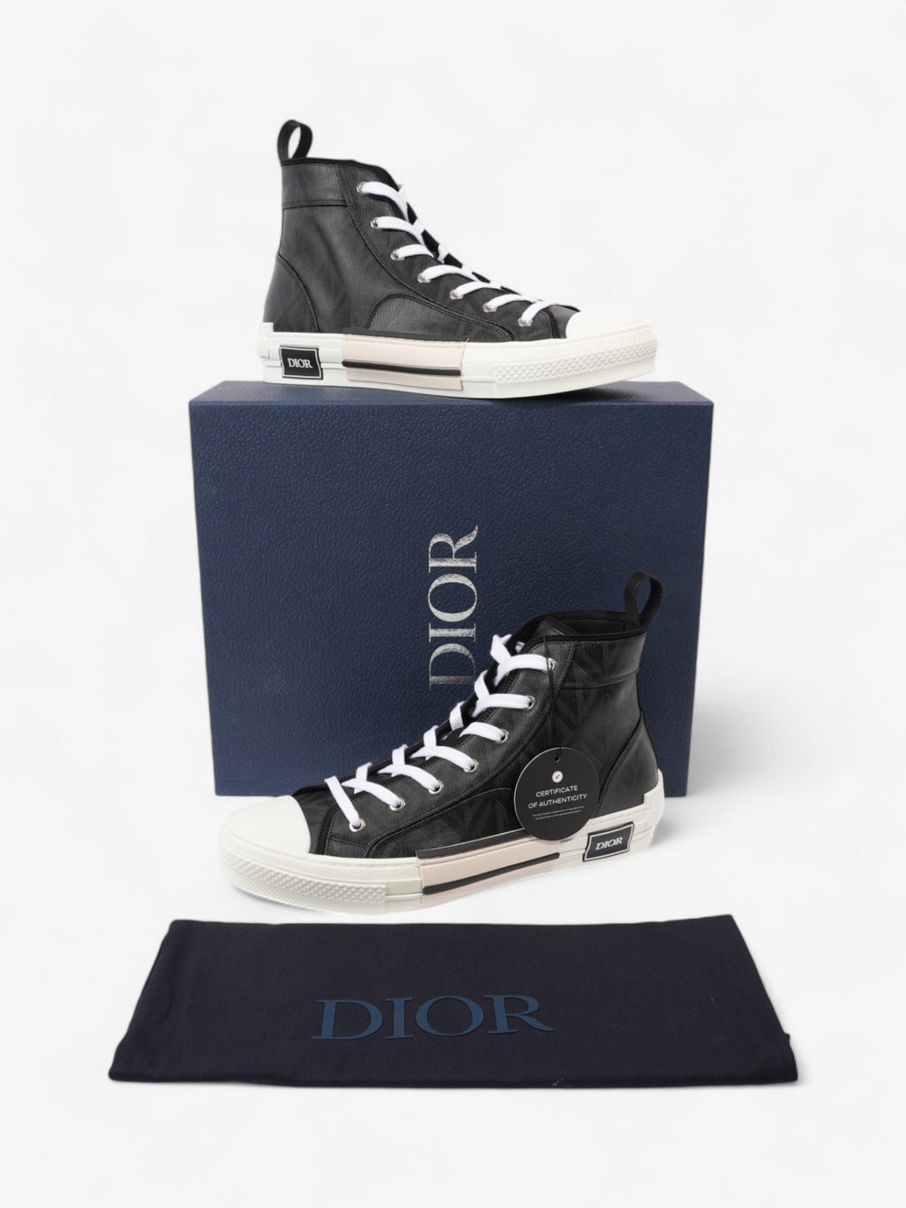 Christian Dior B23 High Top Black / White Canvas EU 43 UK 9