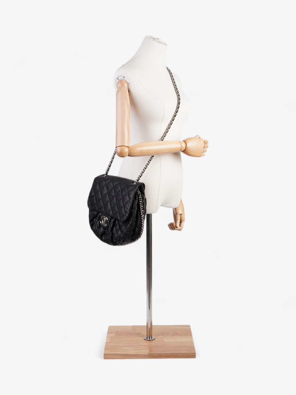 Chanel Chain Around Flap Bag Black Lambskin Leather Large