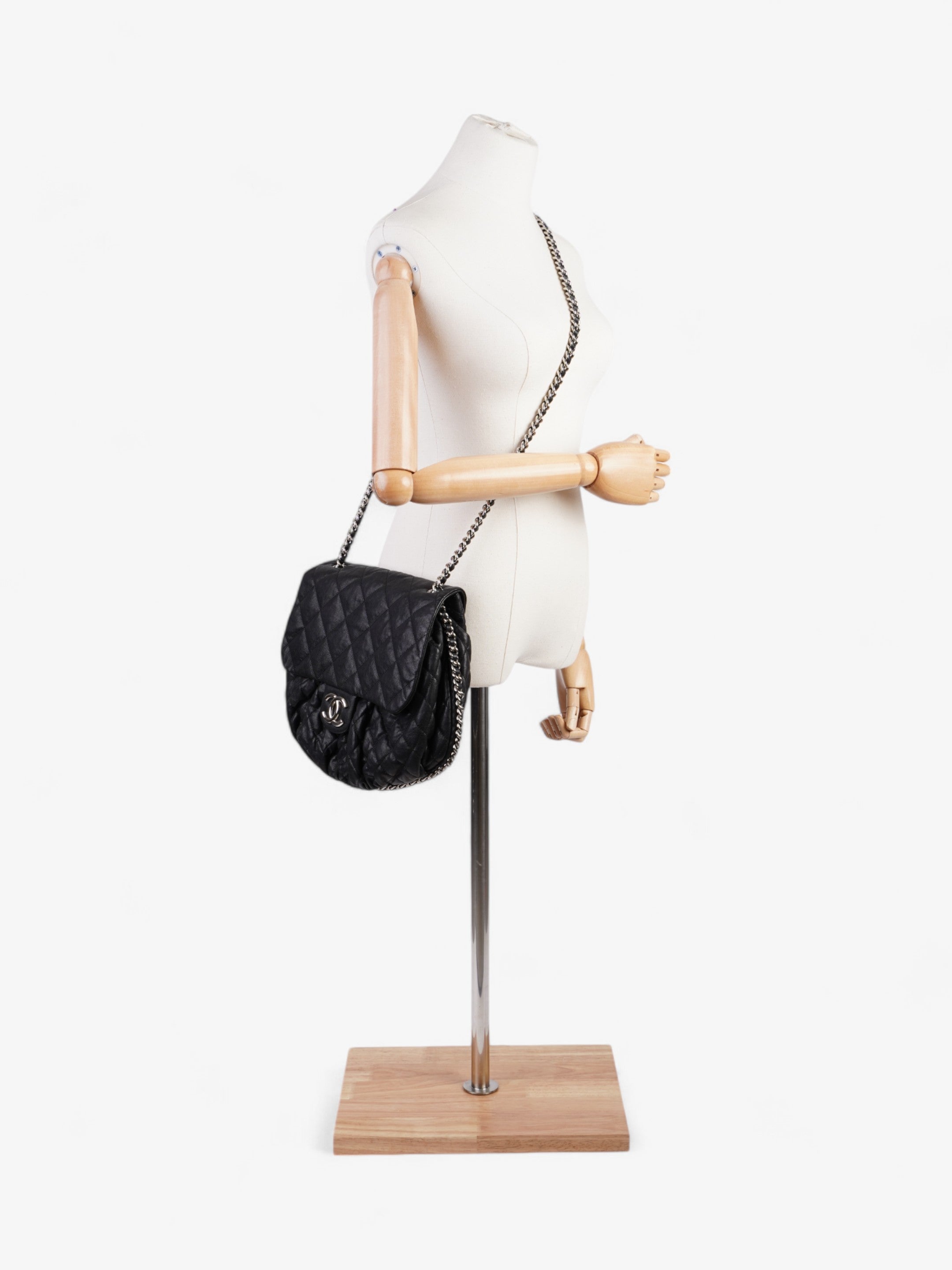 Chanel Chain Around Flap Bag Black Lambskin Leather Large