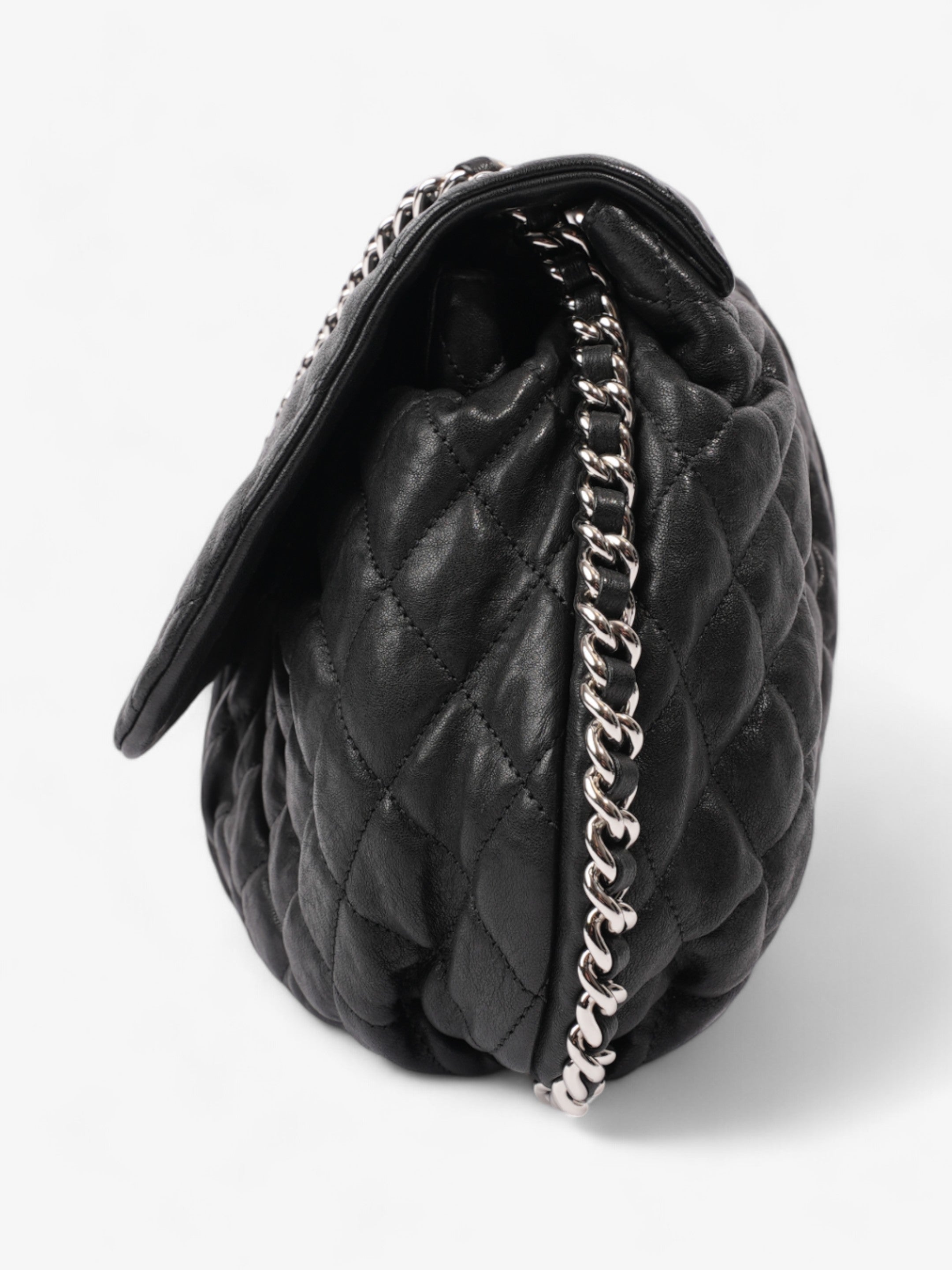Chanel Chain Around Flap Bag Black Lambskin Leather Large