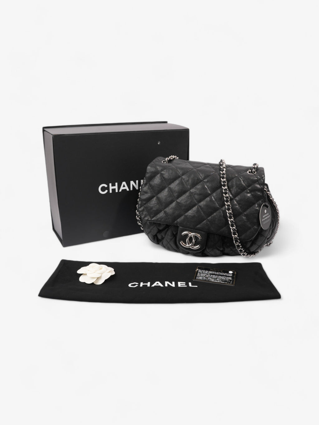 Chanel Chain Around Flap Bag Black Lambskin Leather Large