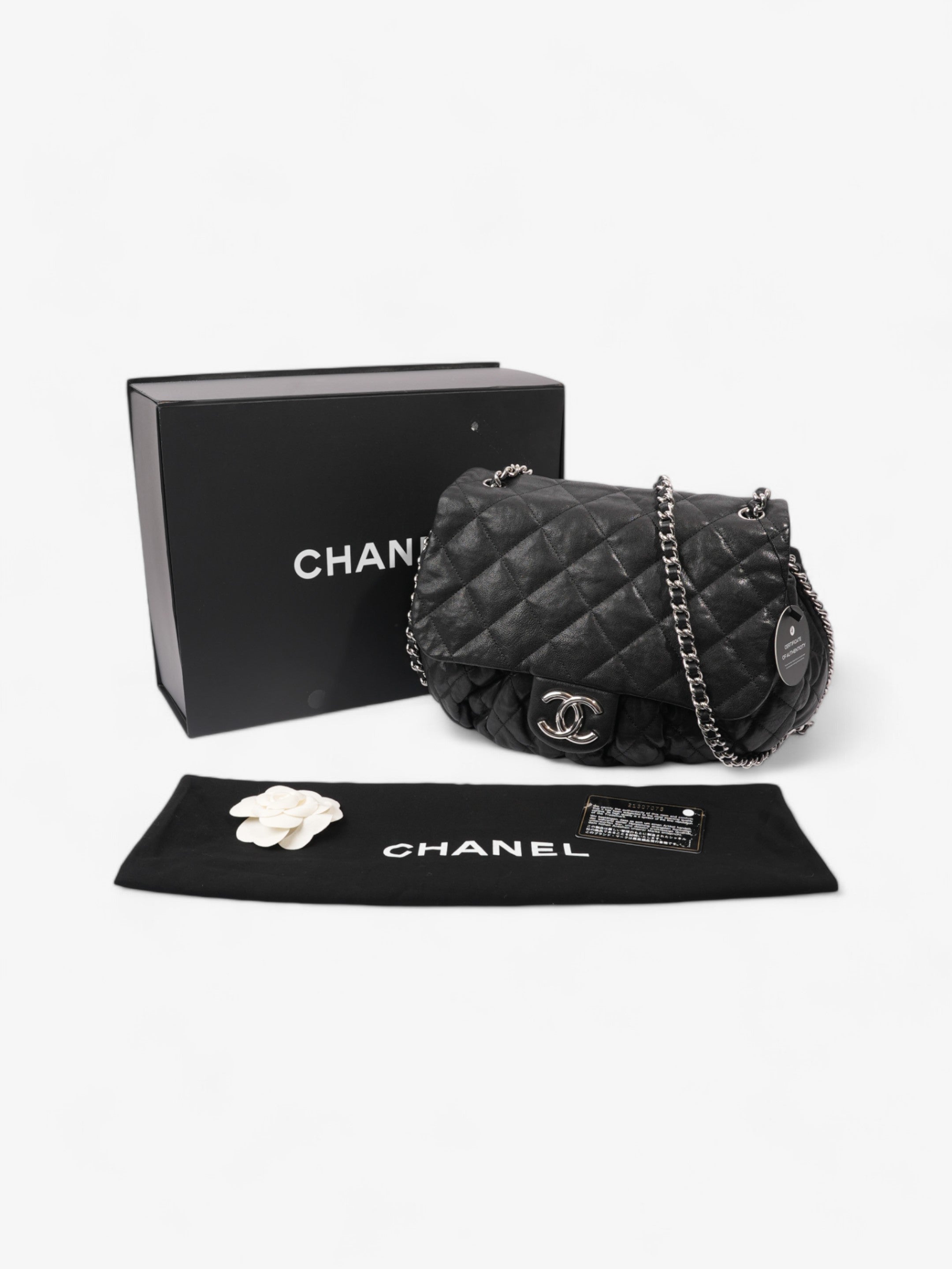 Chanel Chain Around Flap Bag Black Lambskin Leather Large