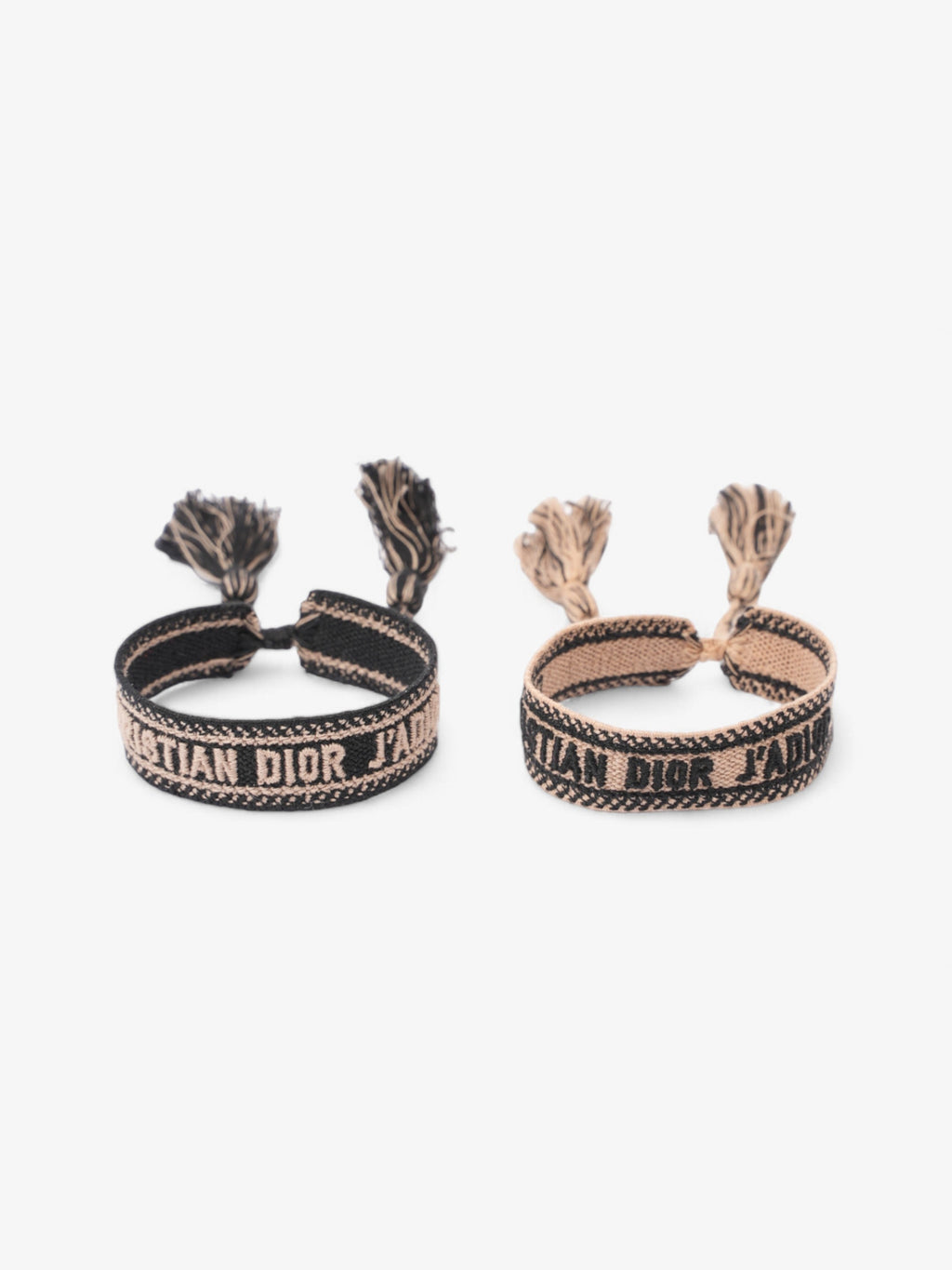 Christian Dior J'Adior Friendship Bracelet Set Black / Beige Cotton