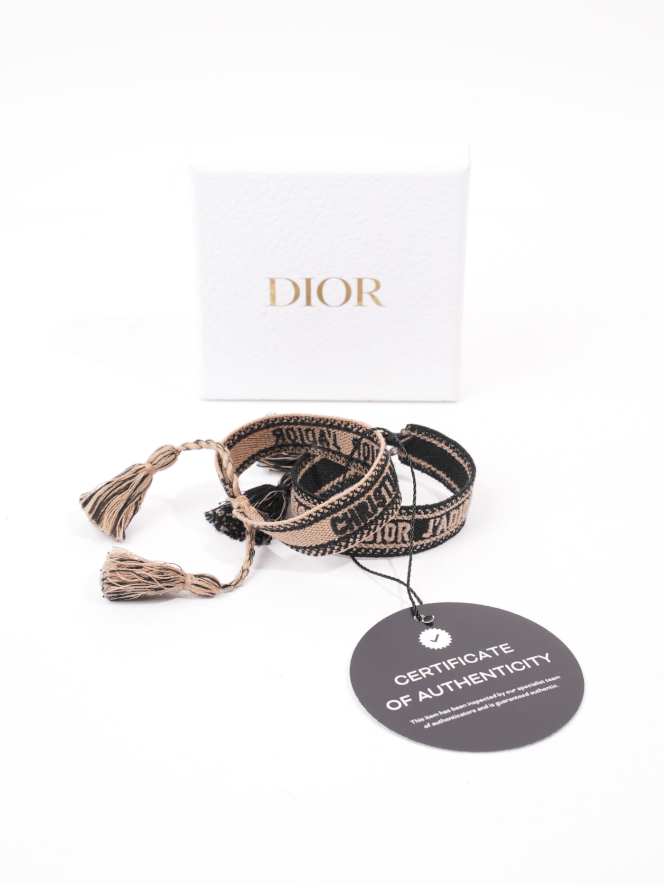 Christian Dior J'Adior Friendship Bracelet Set Black / Beige Cotton
