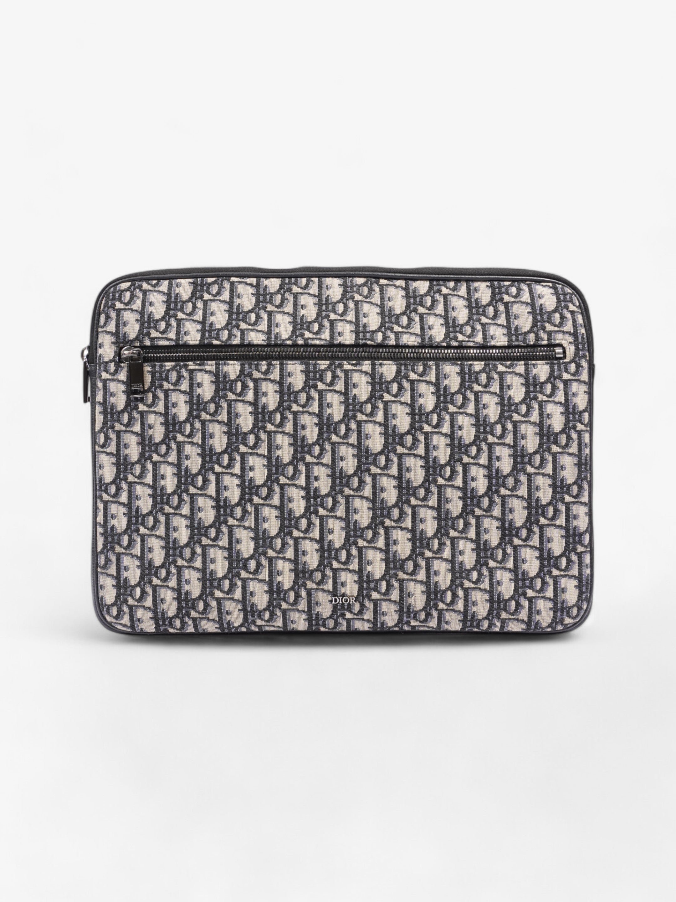 Christian Dior Laptop Case Black Oblique Cotton