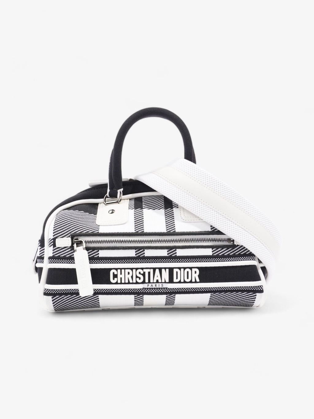 Christian Dior Vibe Zip Bowling Bag Black / White Cloth