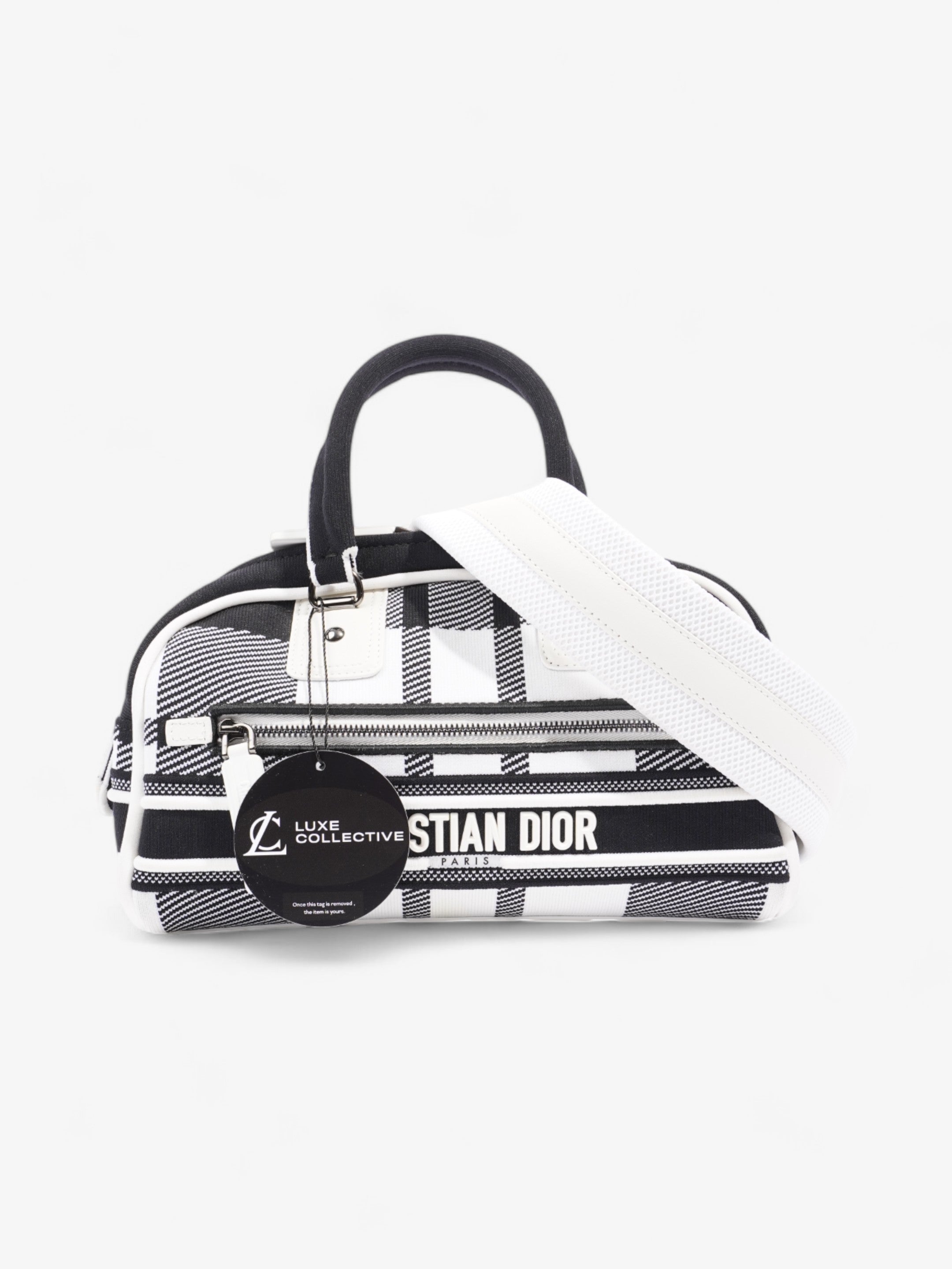 Christian Dior Vibe Zip Bowling Bag Black / White Cloth