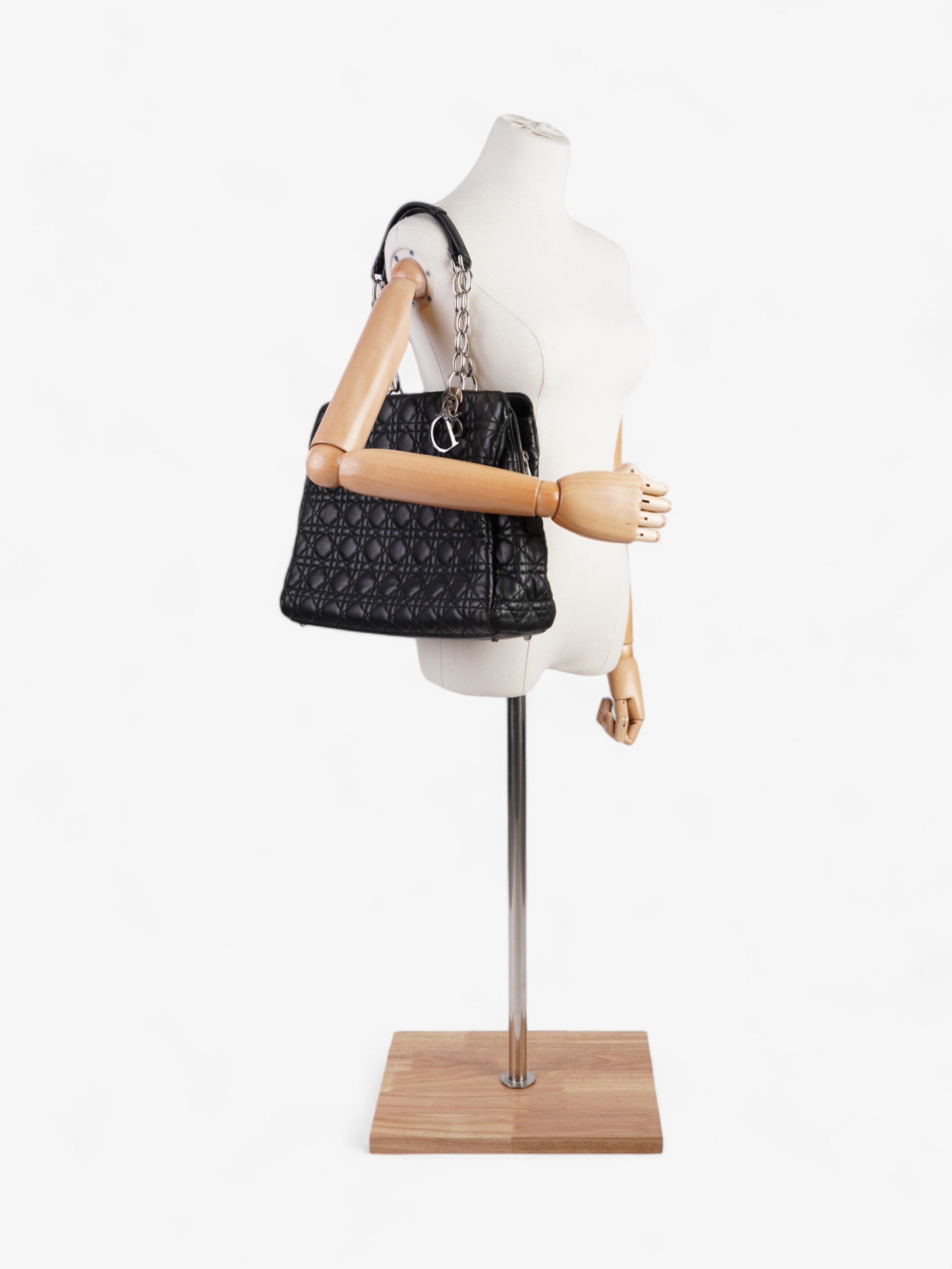 Christian Dior Shopping Tote Black Leather
