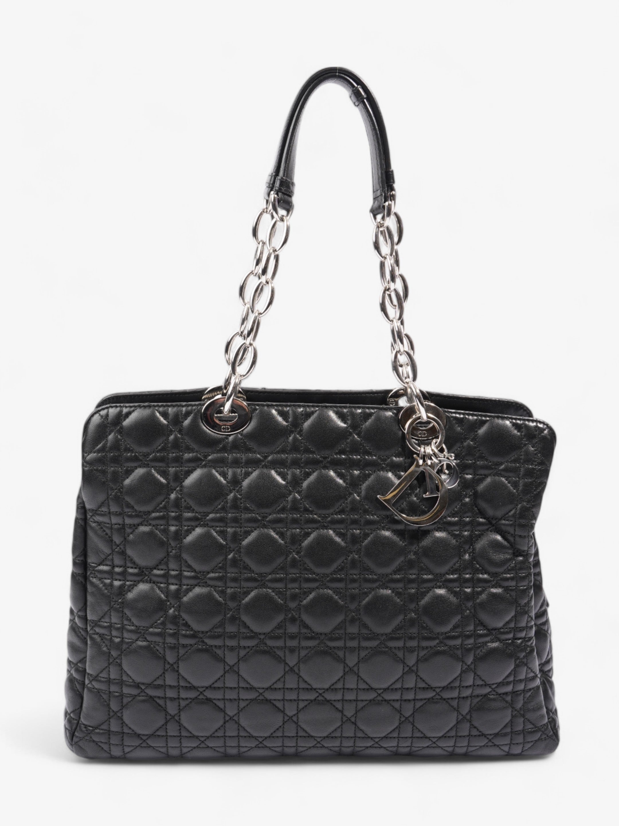 Christian Dior Shopping Tote Black Leather