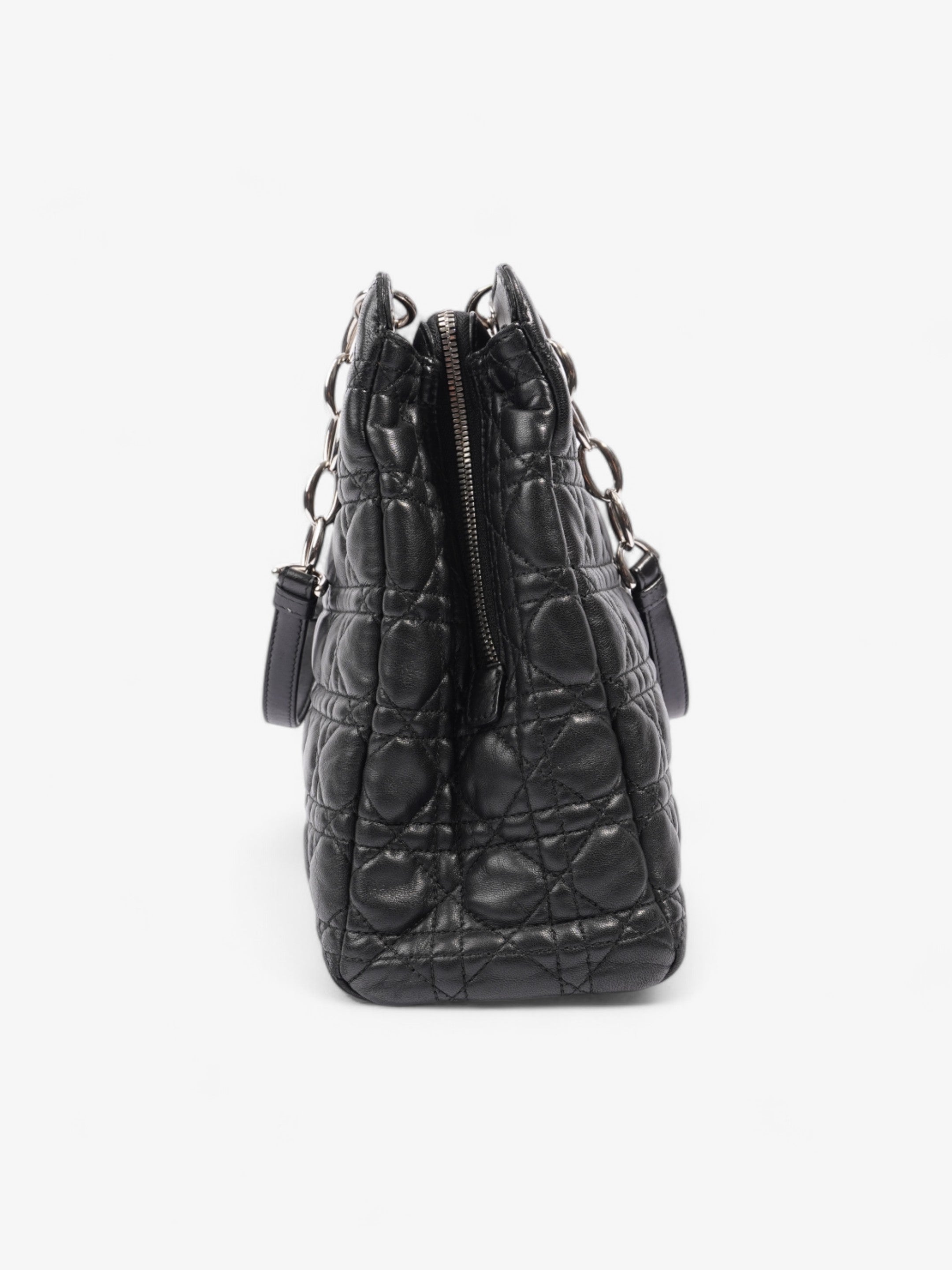 Christian Dior Shopping Tote Black Leather
