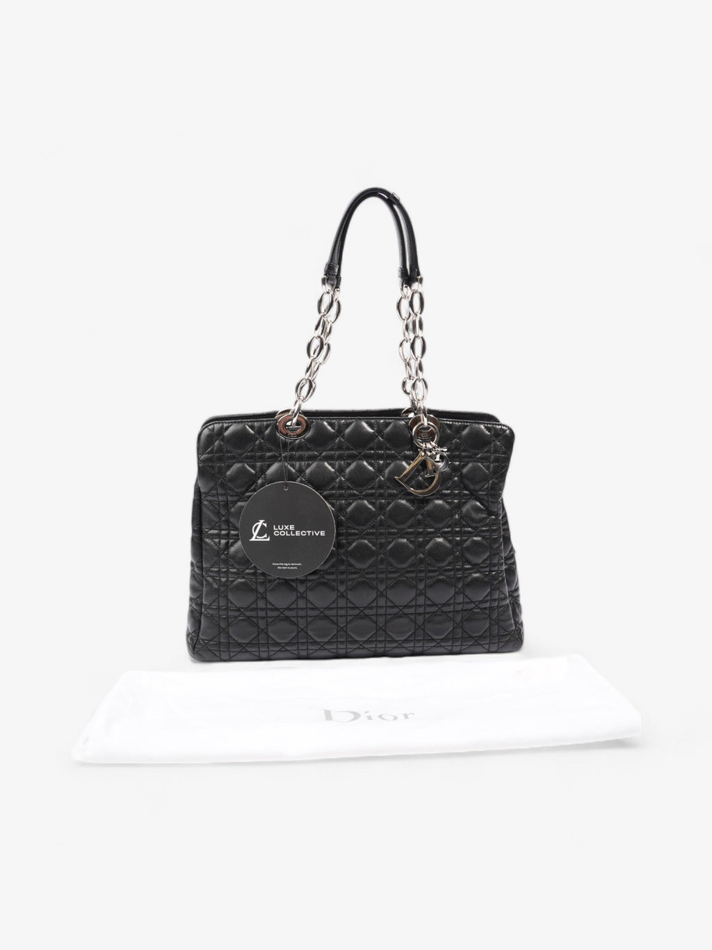 Christian Dior Shopping Tote Black Leather