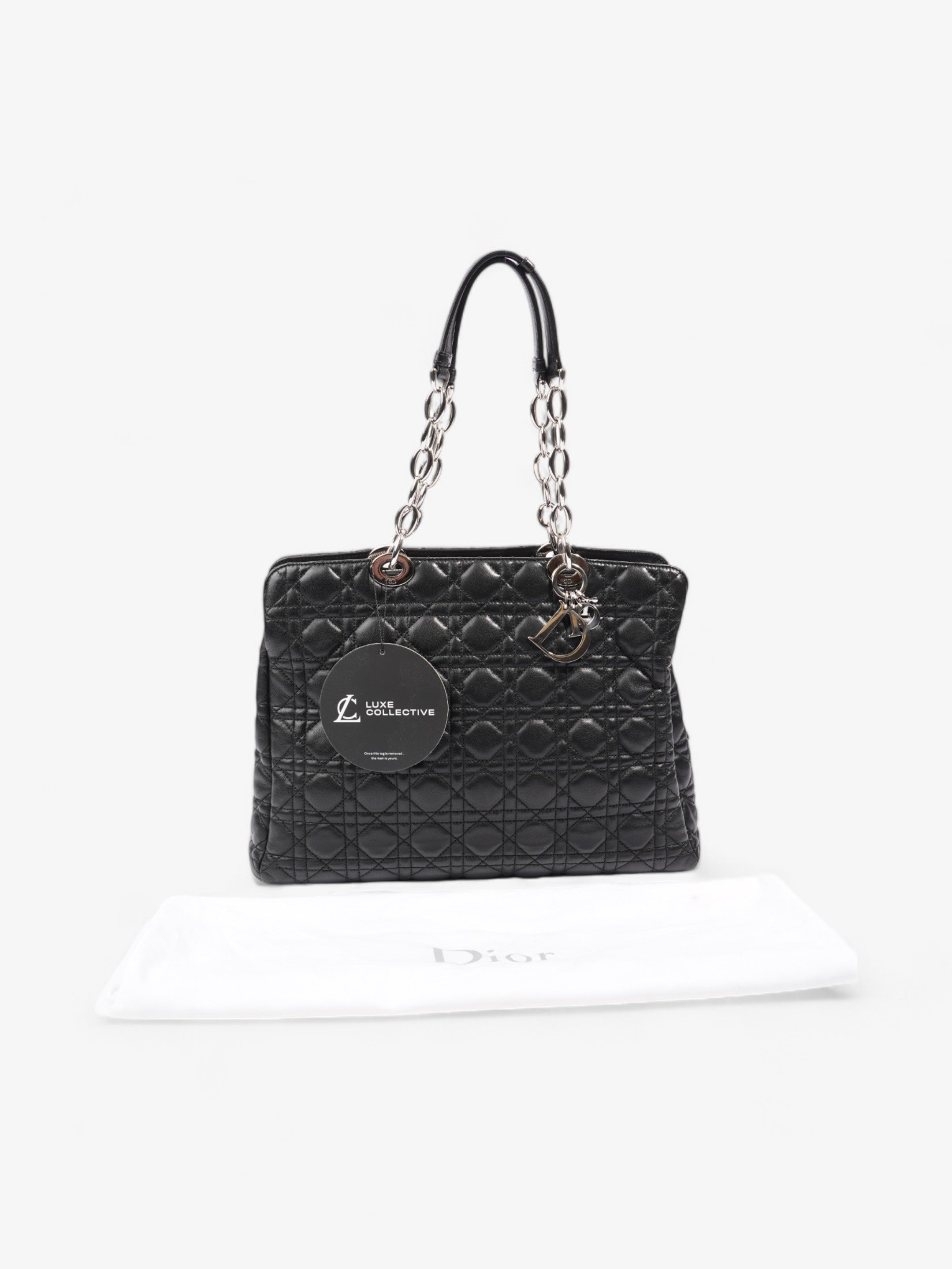 Christian Dior Shopping Tote Black Leather