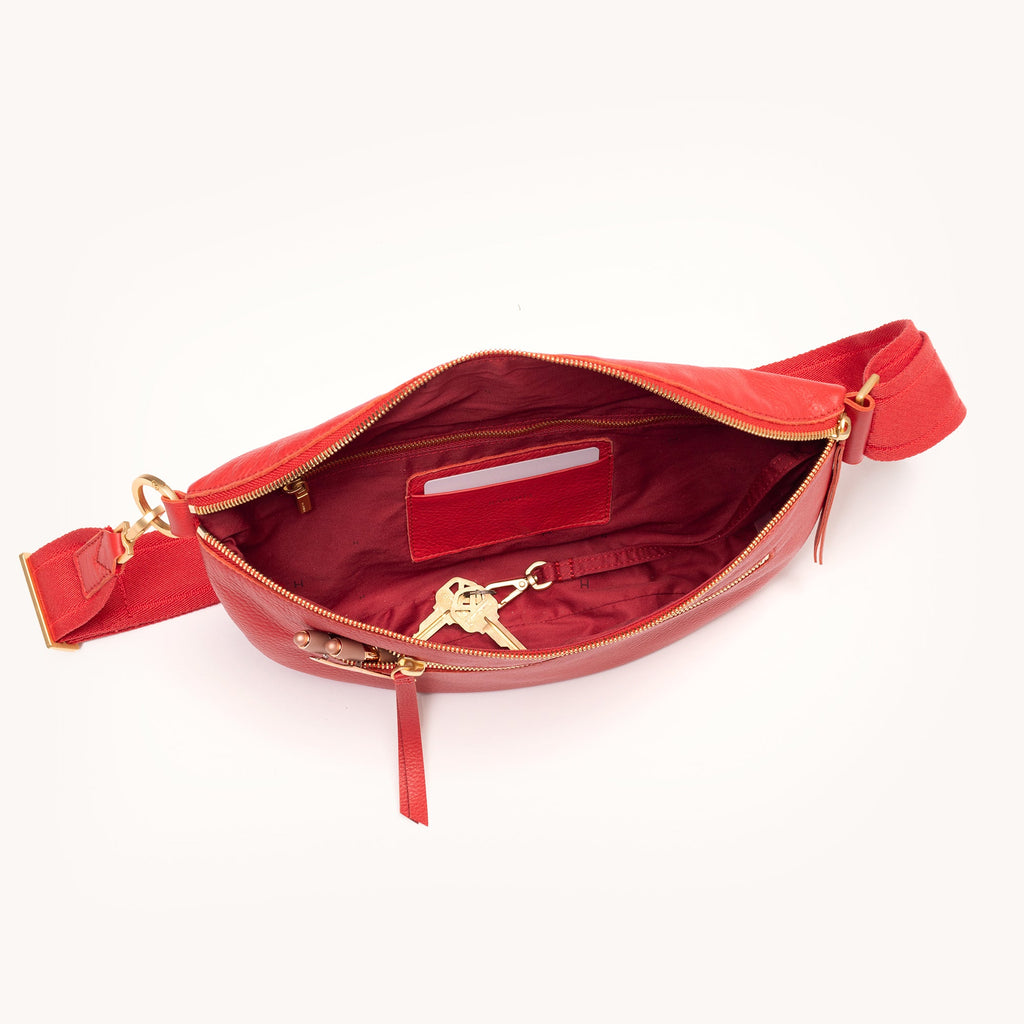 Charles Crossbody | Poppy Red/Brushed Gold | Lrg